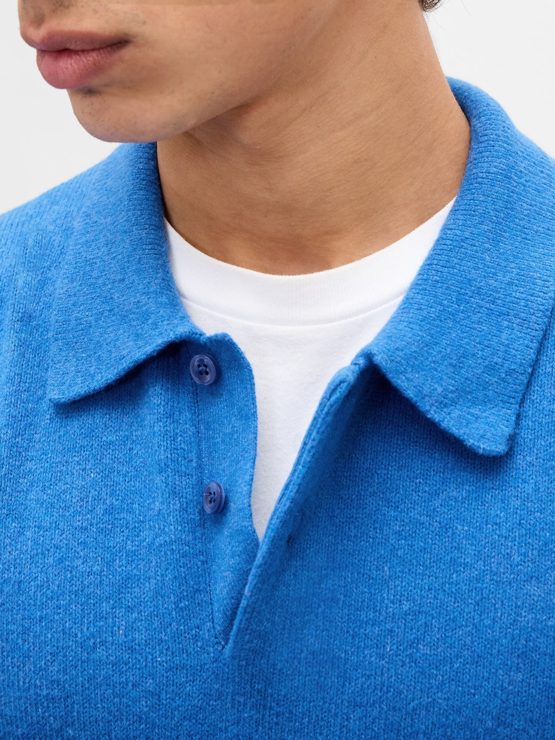 Blue CashSoft Relaxed Polo Sweatshirt - Image 4 of 4 Blue CashSoft Relaxed Polo Sweatshirt - Image 4 of 4