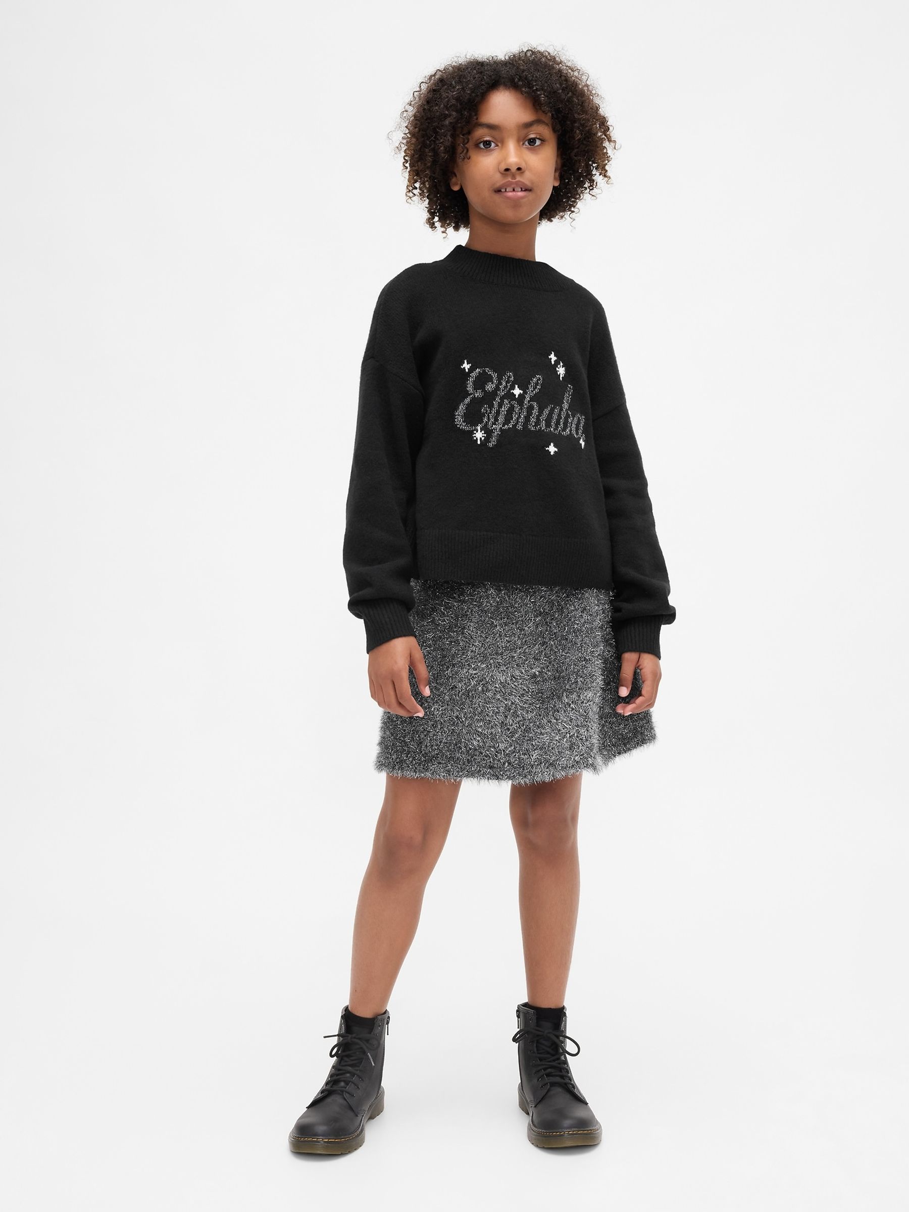 Silver Wicked Tinsel Eyelash Jumper Skirt (4-13yrs) - Image 3 of 5
