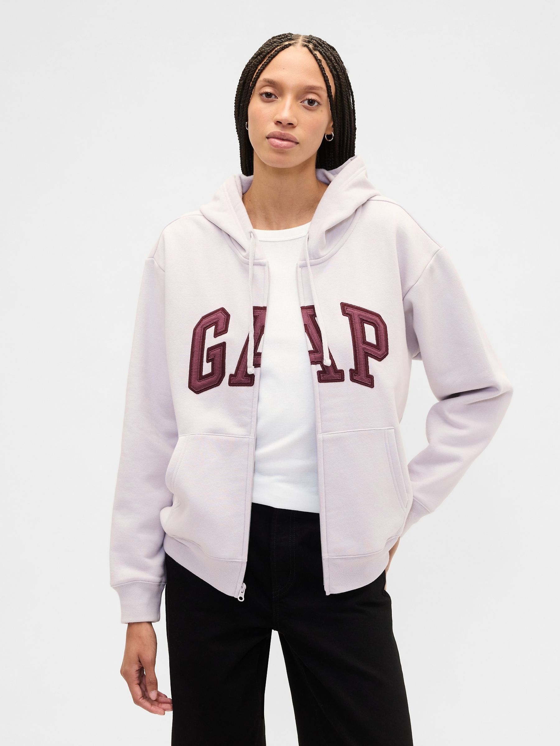 Purple Relaxed Logo Zip Hoodie - Image 1 of 5