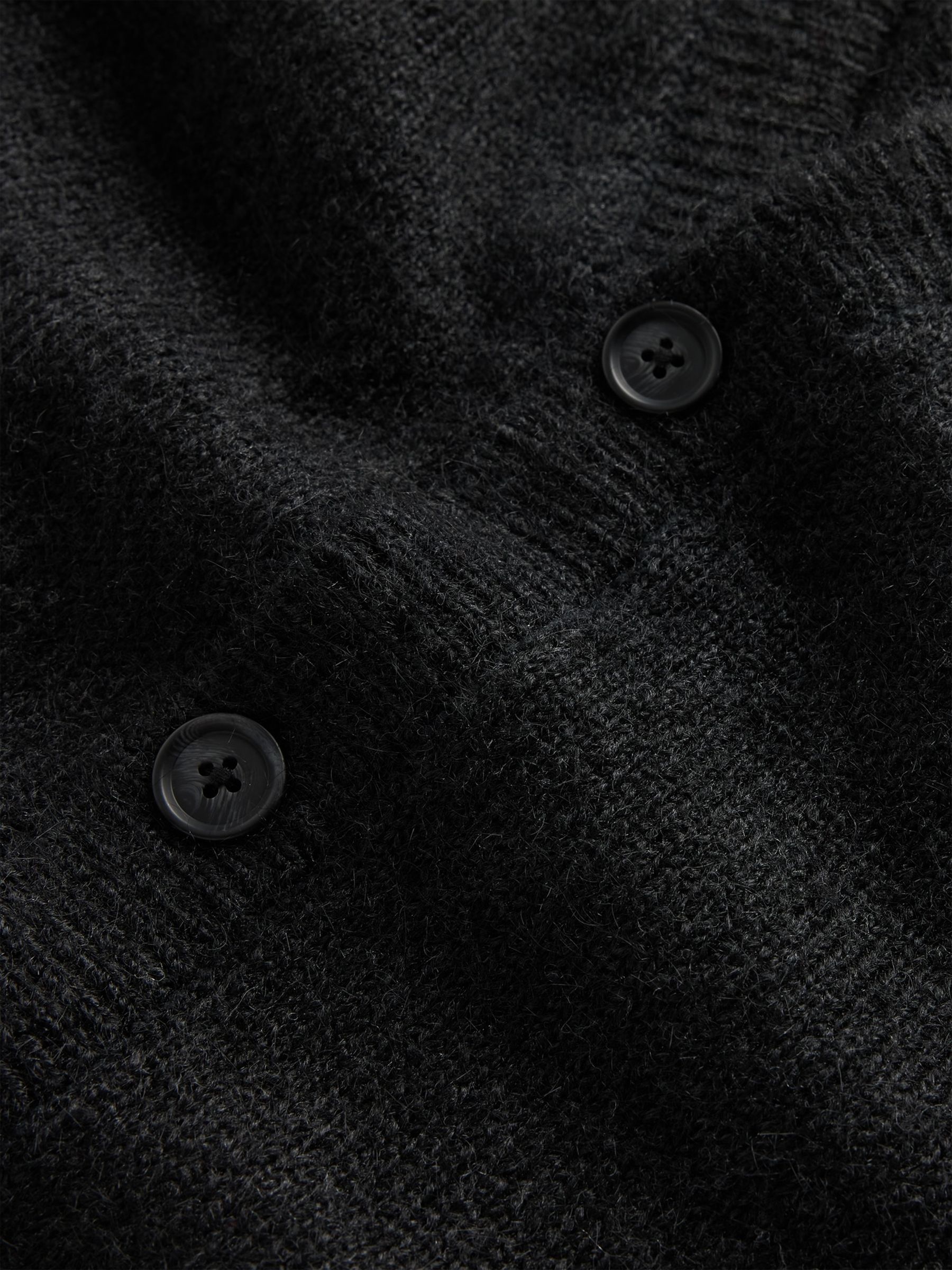 Black Fuzzy Relaxed Crop Cardigan - Image 4 of 4 Black Fuzzy Relaxed Crop Cardigan - Image 4 of 4