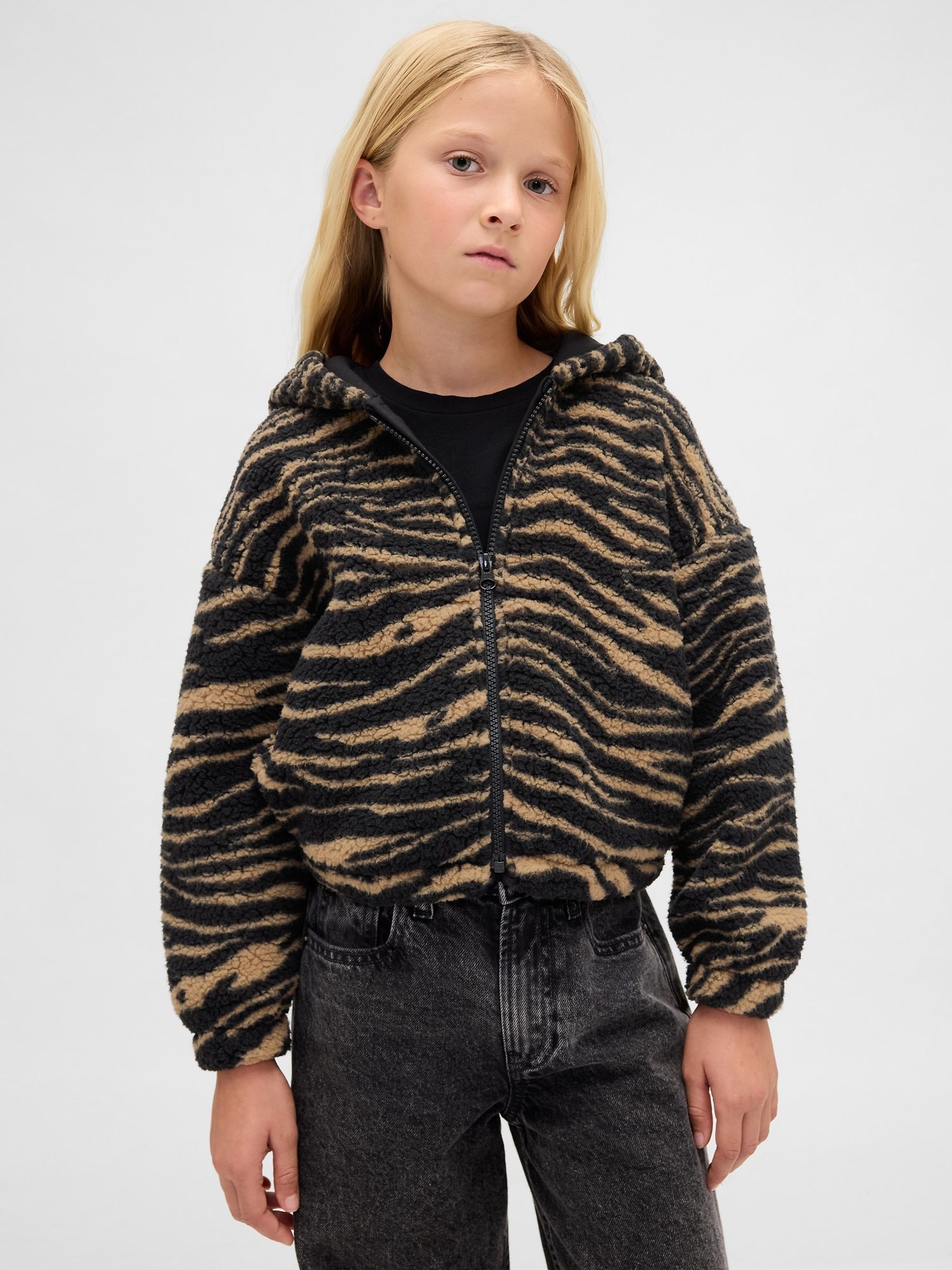 Animal Sherpa Relaxed Zip Hoodie (4-13yrs) - Image 1 of 5