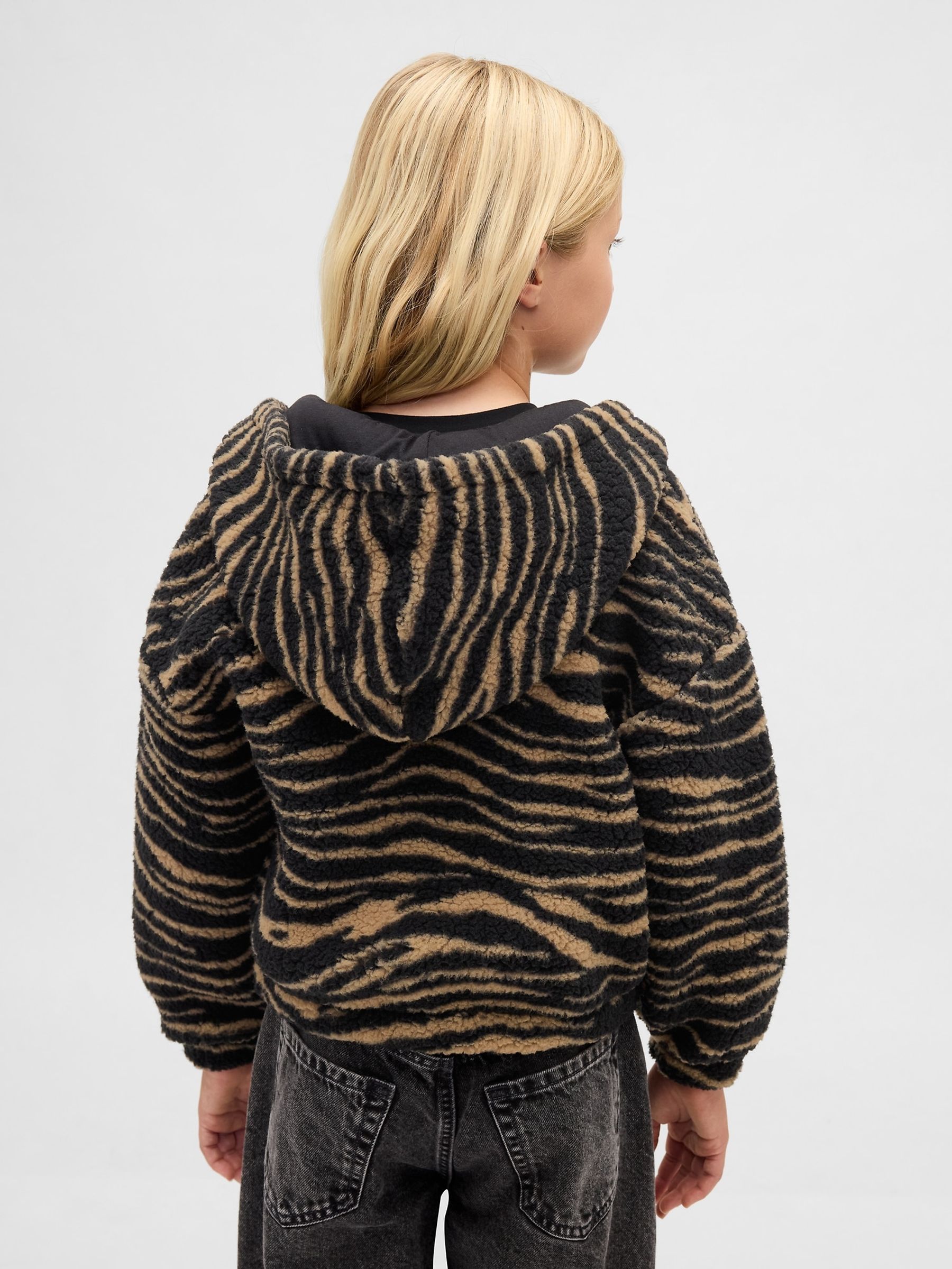 Animal Sherpa Relaxed Zip Hoodie (4-13yrs) - Image 2 of 5 Animal Sherpa Relaxed Zip Hoodie (4-13yrs) - Image 2 of 5