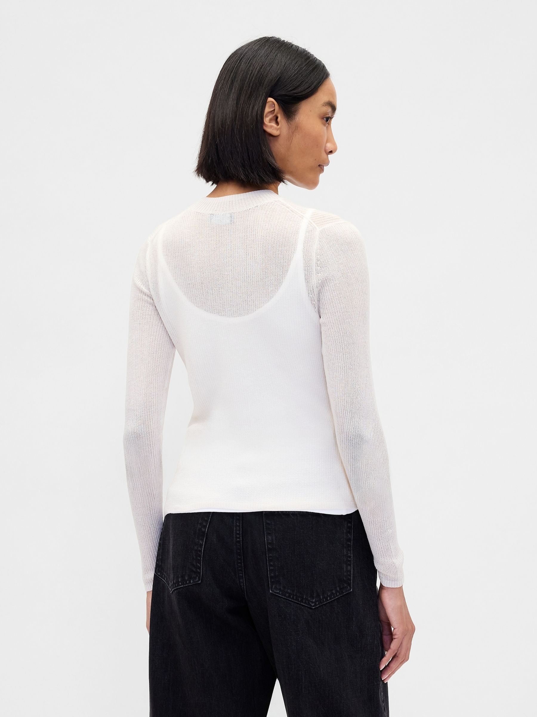 White High-Neck Sheer Jumper - Image 2 of 4