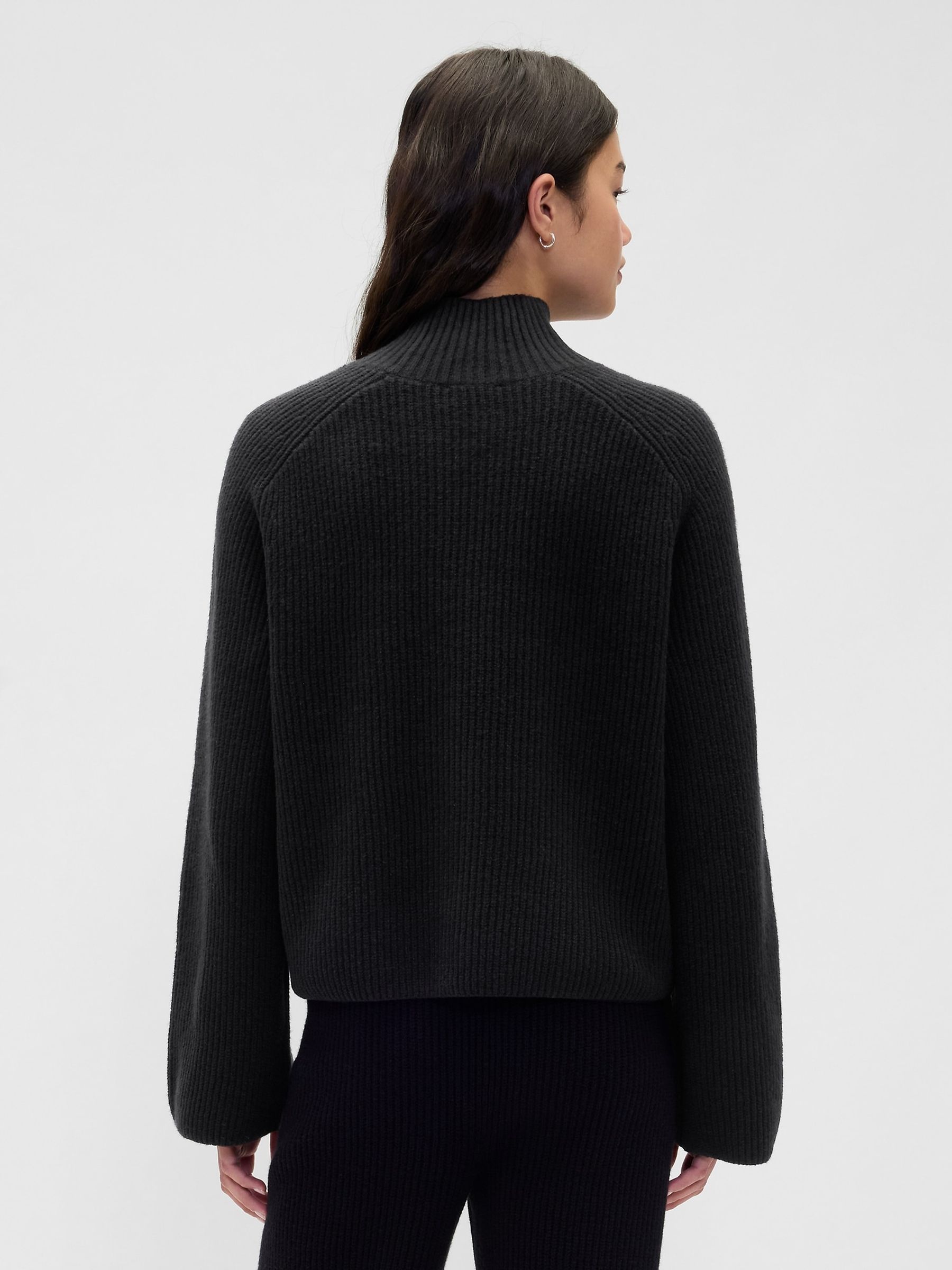 Black CashSoft Shaker-Stitch Turtle Neck Jumper - Image 2 of 5