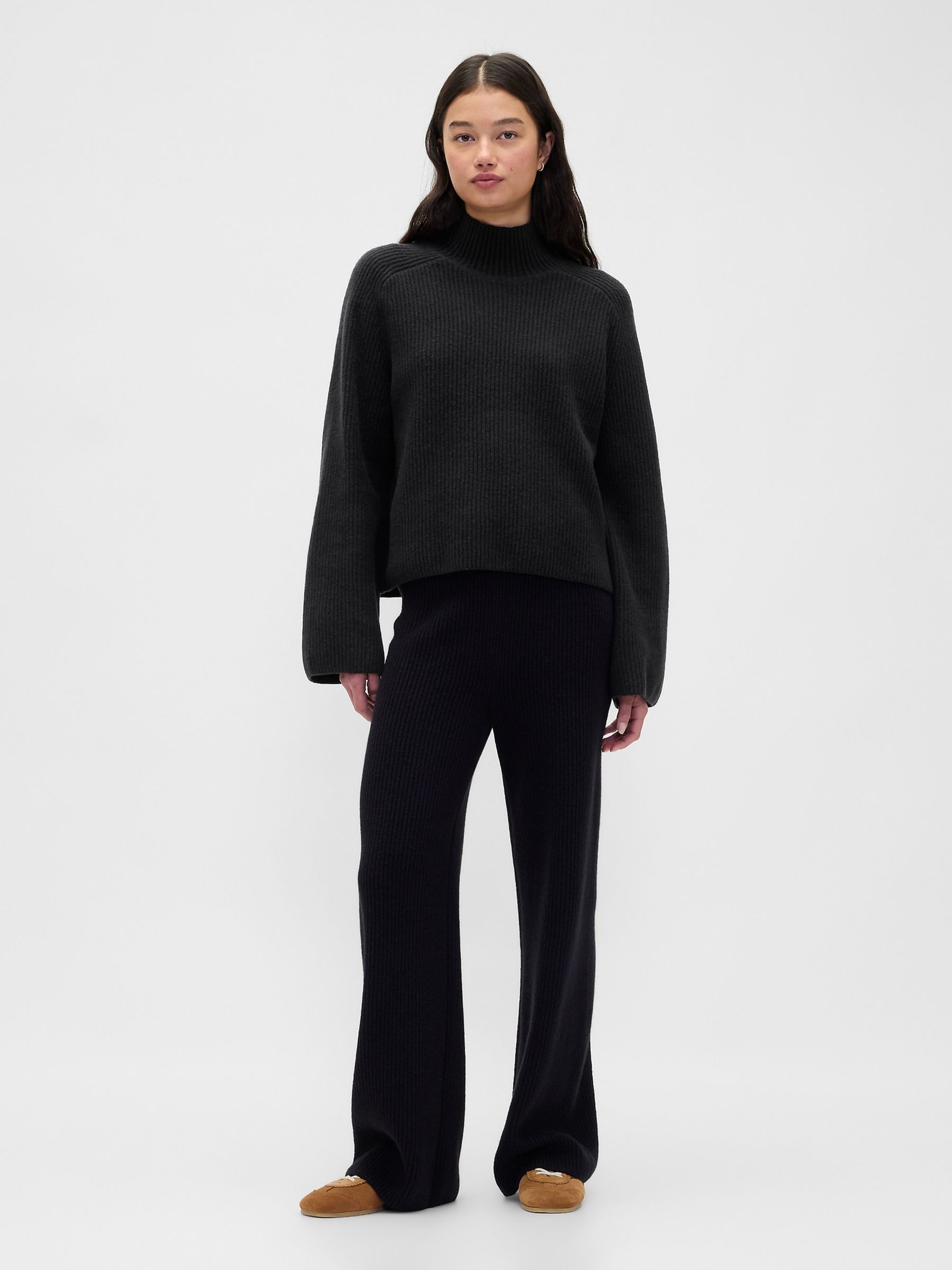 Black CashSoft Shaker-Stitch Turtle Neck Jumper - Image 3 of 5
