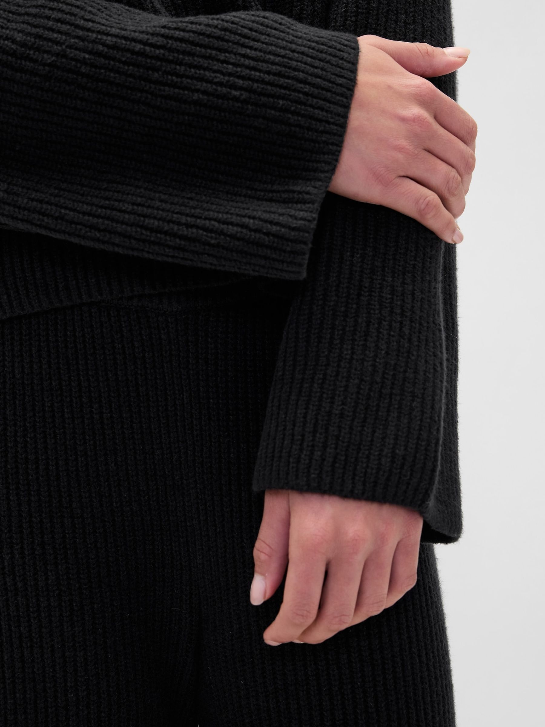 Black CashSoft Shaker-Stitch Turtle Neck Jumper - Image 5 of 5