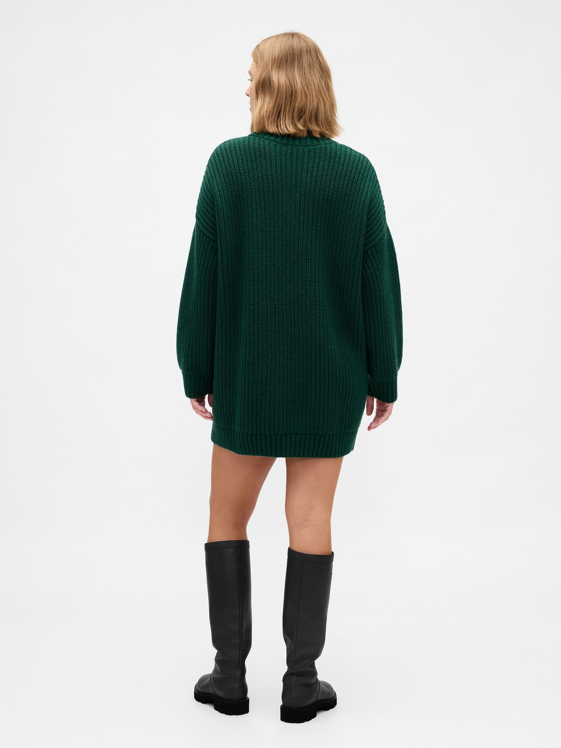 Green Oversized Turtle Neck Mini Jumper Dress - Image 2 of 6 Green Oversized Turtle Neck Mini Jumper Dress - Image 2 of 6