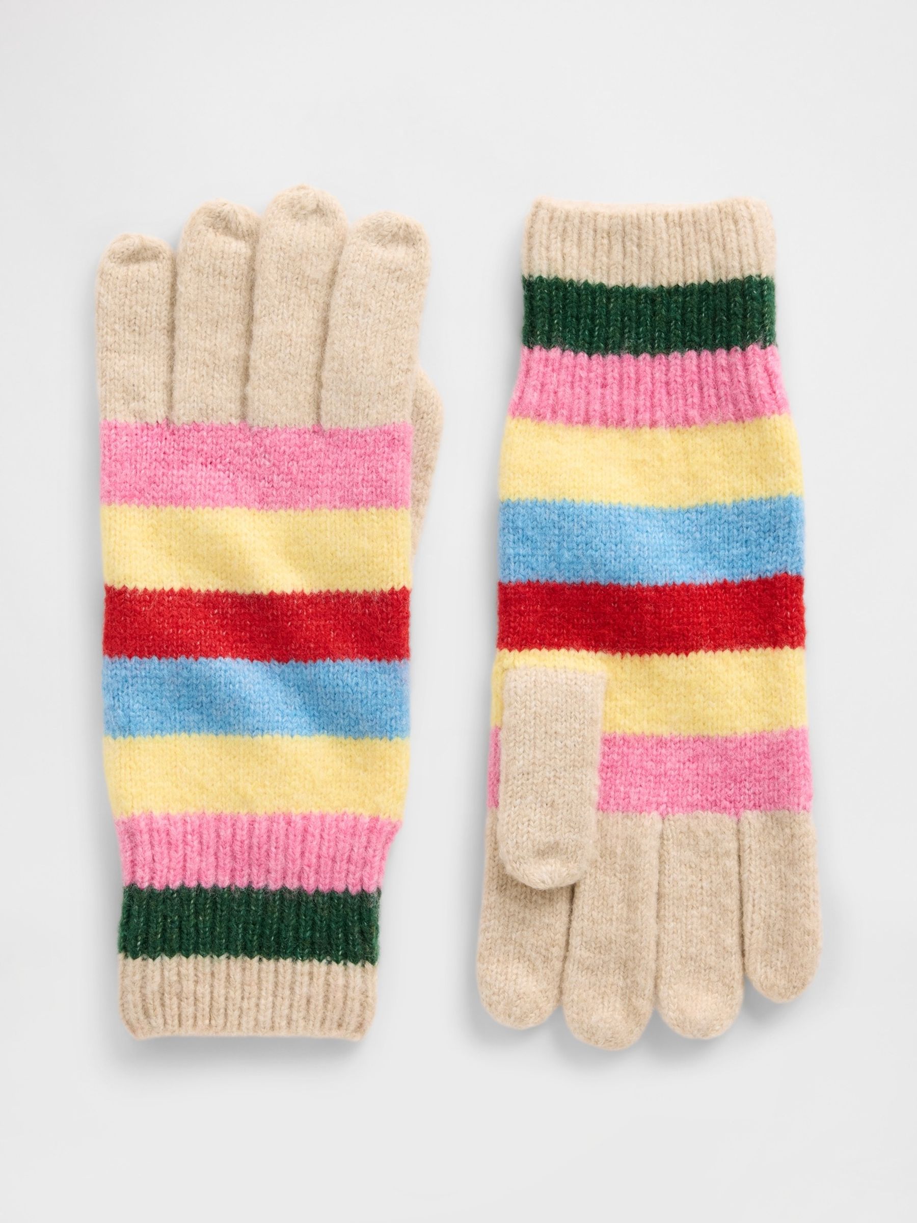 Multi Stripe CashSoft Ribbed Gloves - Image 1 of 1
