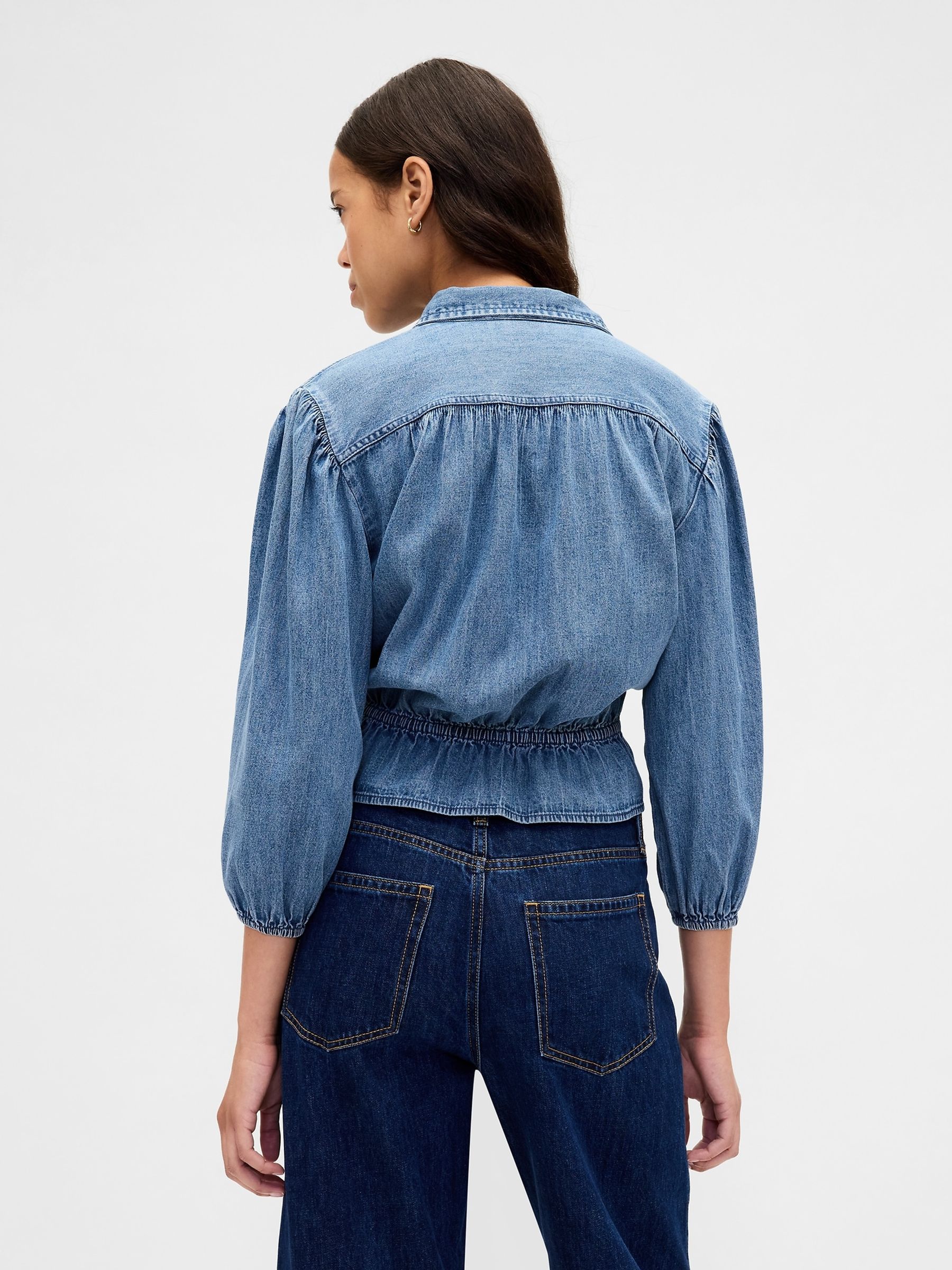 Blue Denim Elasticated Waist Shirt - Image 2 of 3