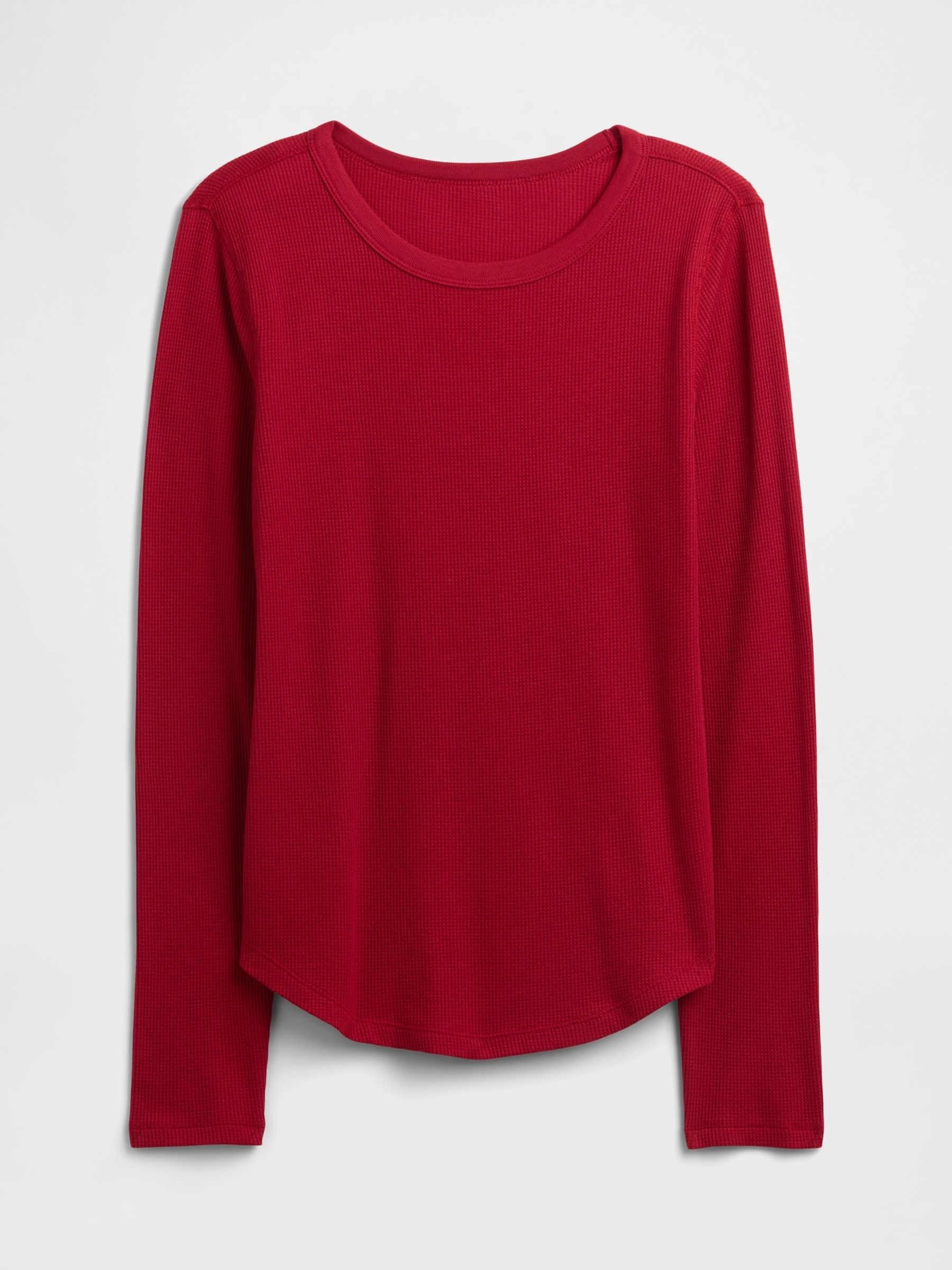 Red Waffle-Knit Crew neck T-Shirt - Image 5 of 5