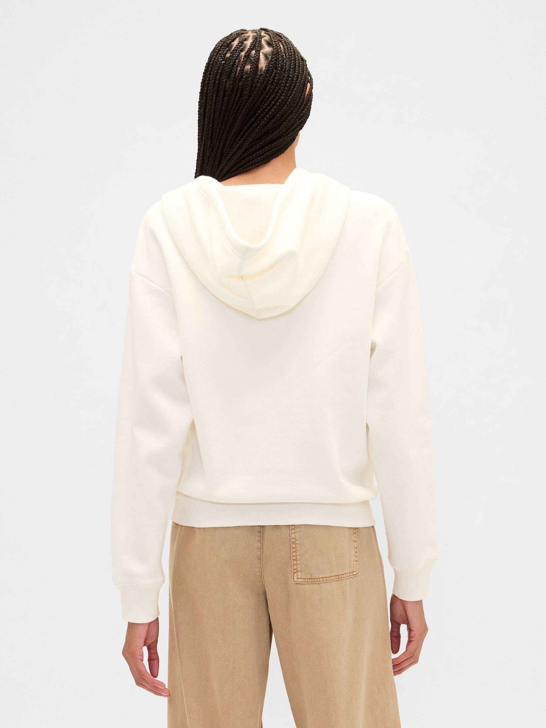 Cream Relaxed Logo Zip Hoodie - Image 2 of 4