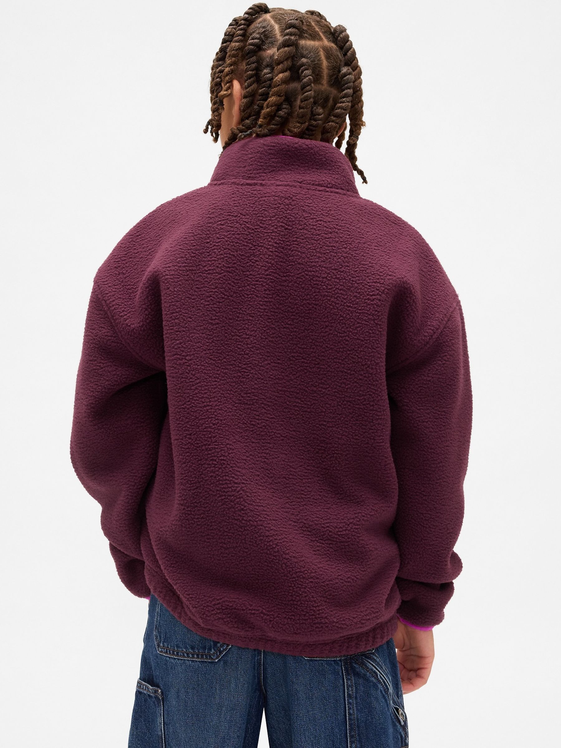 Burgundy Red Sherpa Logo Half-Zip Pullover Sweatshirt (4-13yrs) - Image 2 of 5 Burgundy Red Sherpa Logo Half-Zip Pullover Sweatshirt (4-13yrs) - Image 2 of 5