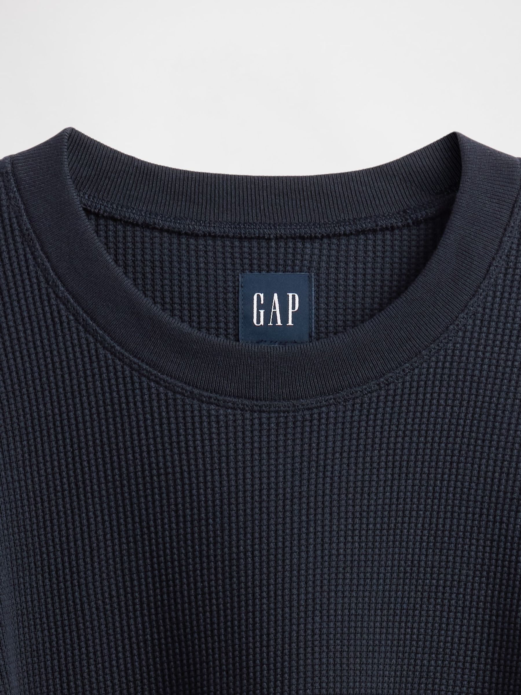 Navy Blue Heavyweight Thermal Oversized T-Shirt - Image 4 of 4 Navy Blue Heavyweight Thermal Oversized T-Shirt - Image 4 of 4