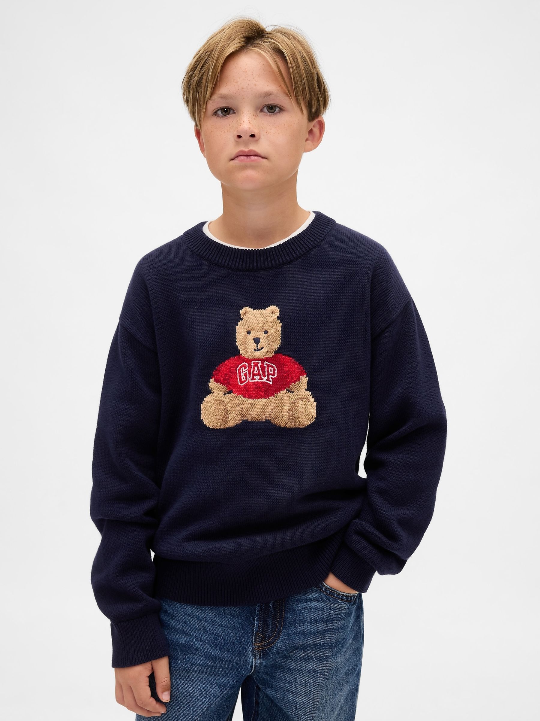 Navy Brannan Bear Relaxed Jumper (4-13yrs) - Image 1 of 5 Navy Brannan Bear Relaxed Jumper (4-13yrs) - Image 1 of 5