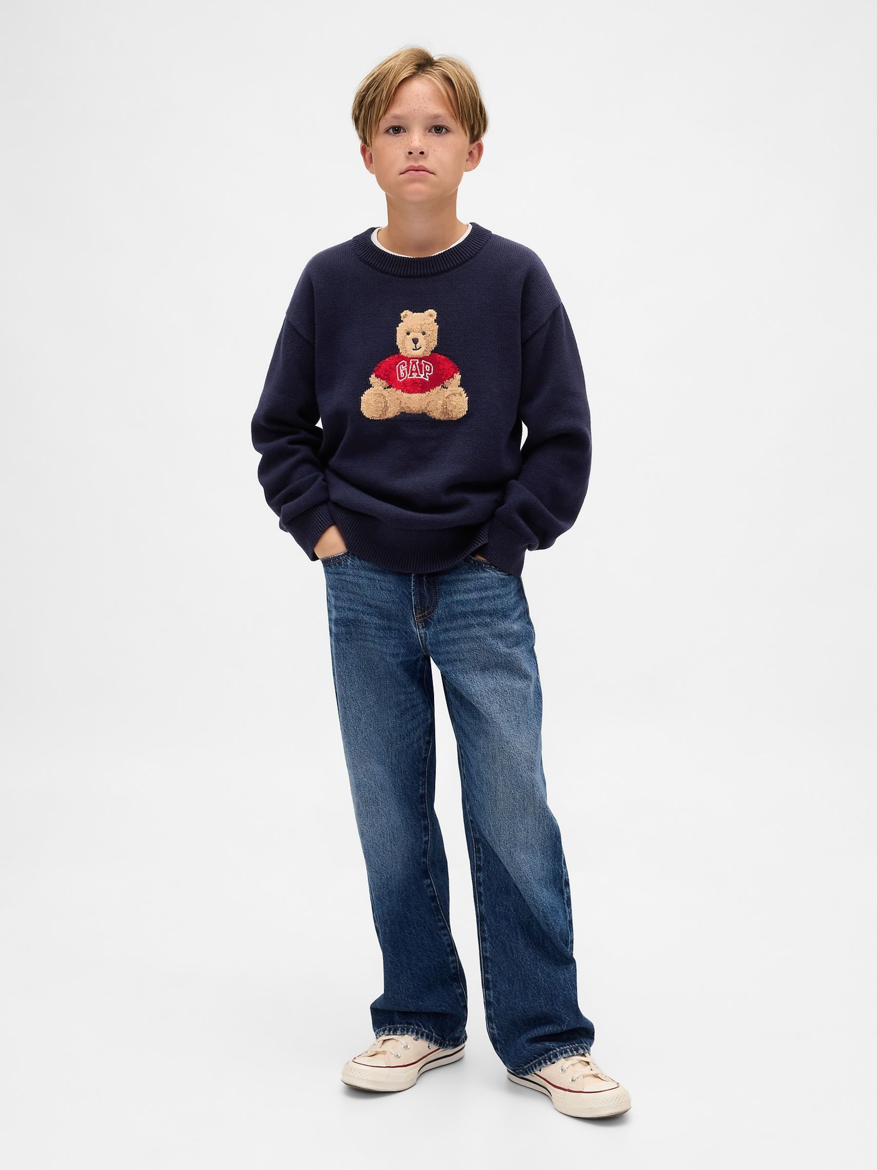 Navy Brannan Bear Relaxed Jumper (4-13yrs) - Image 3 of 5