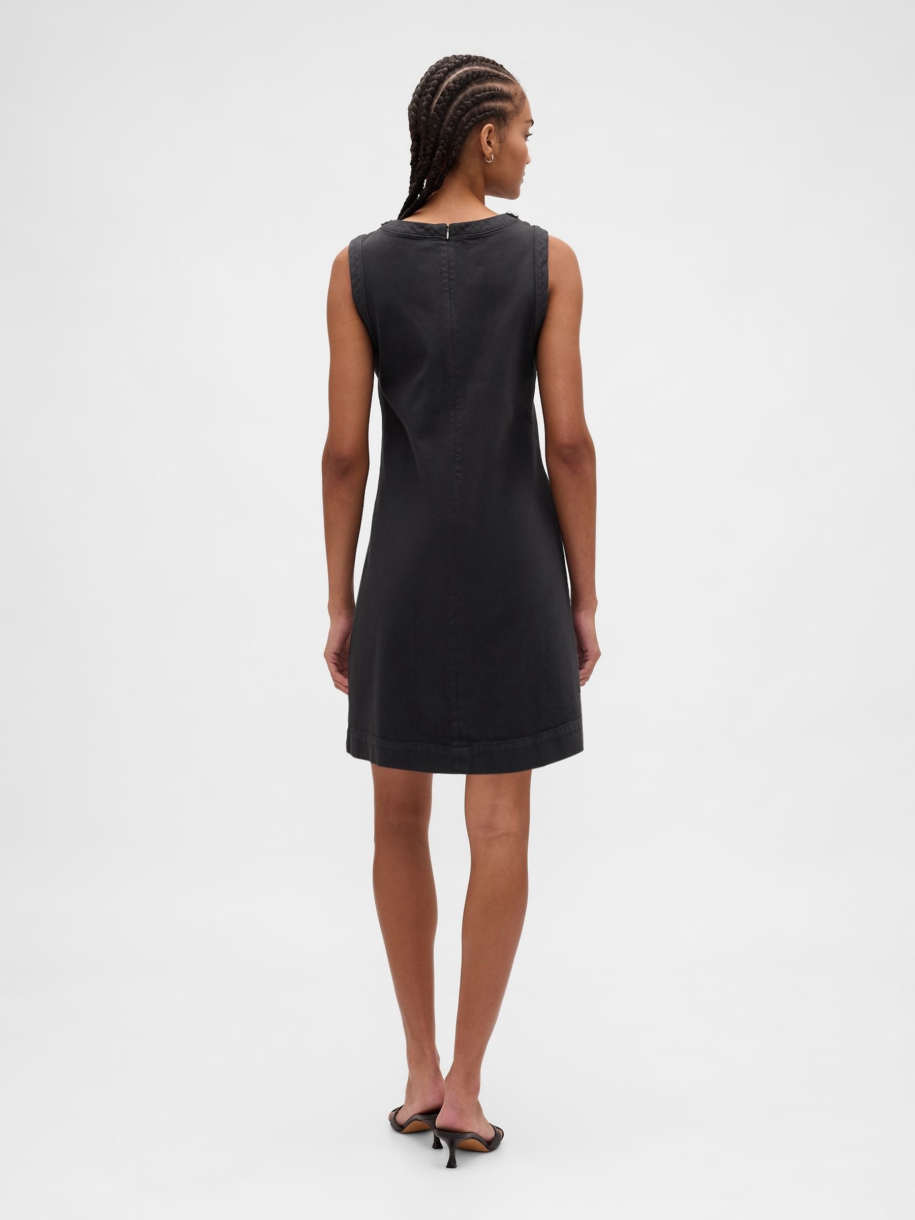 Black Jewel-Neck Mini Shift Dress - Image 2 of 4