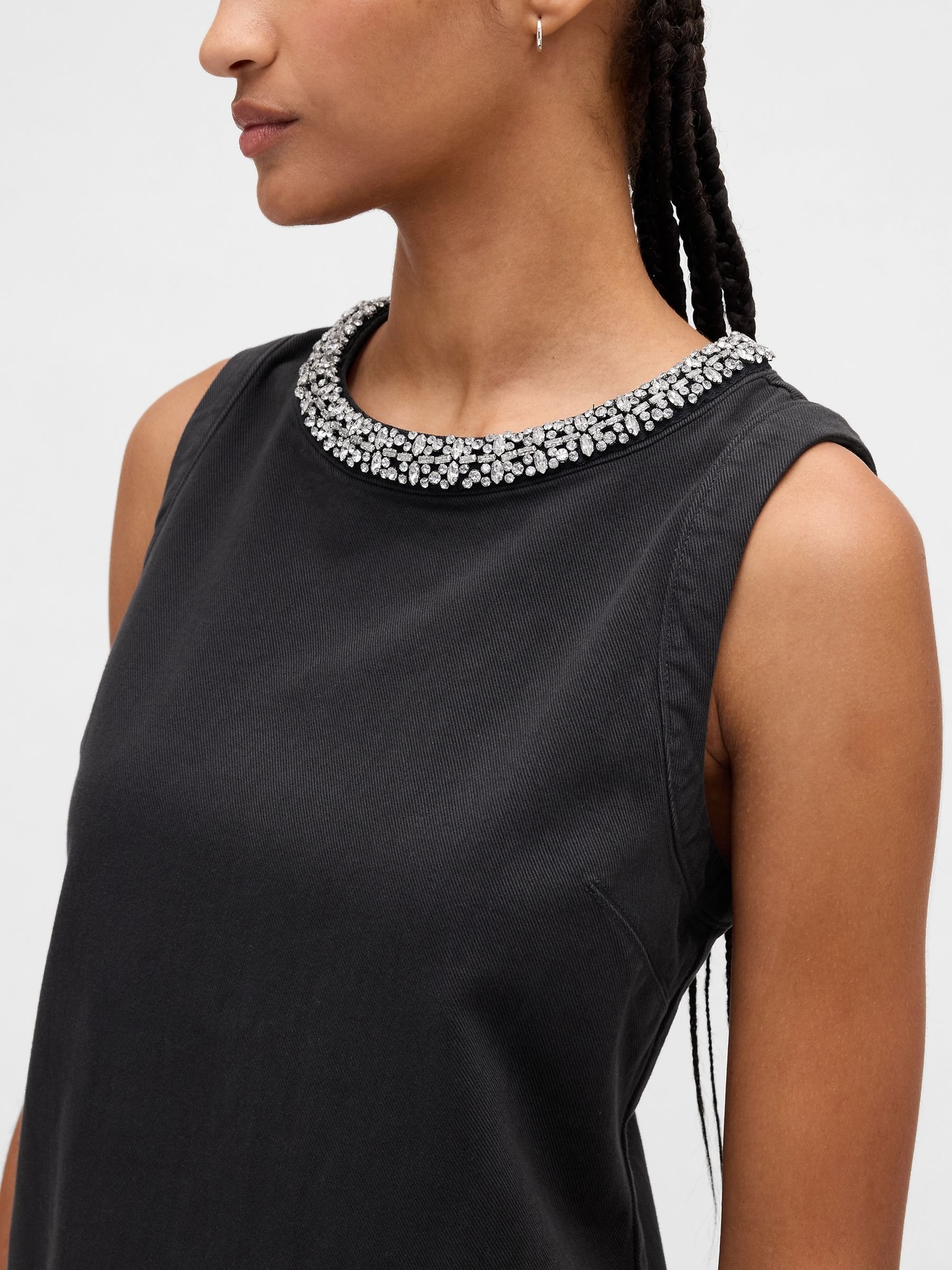 Black Jewel-Neck Mini Shift Dress - Image 4 of 4