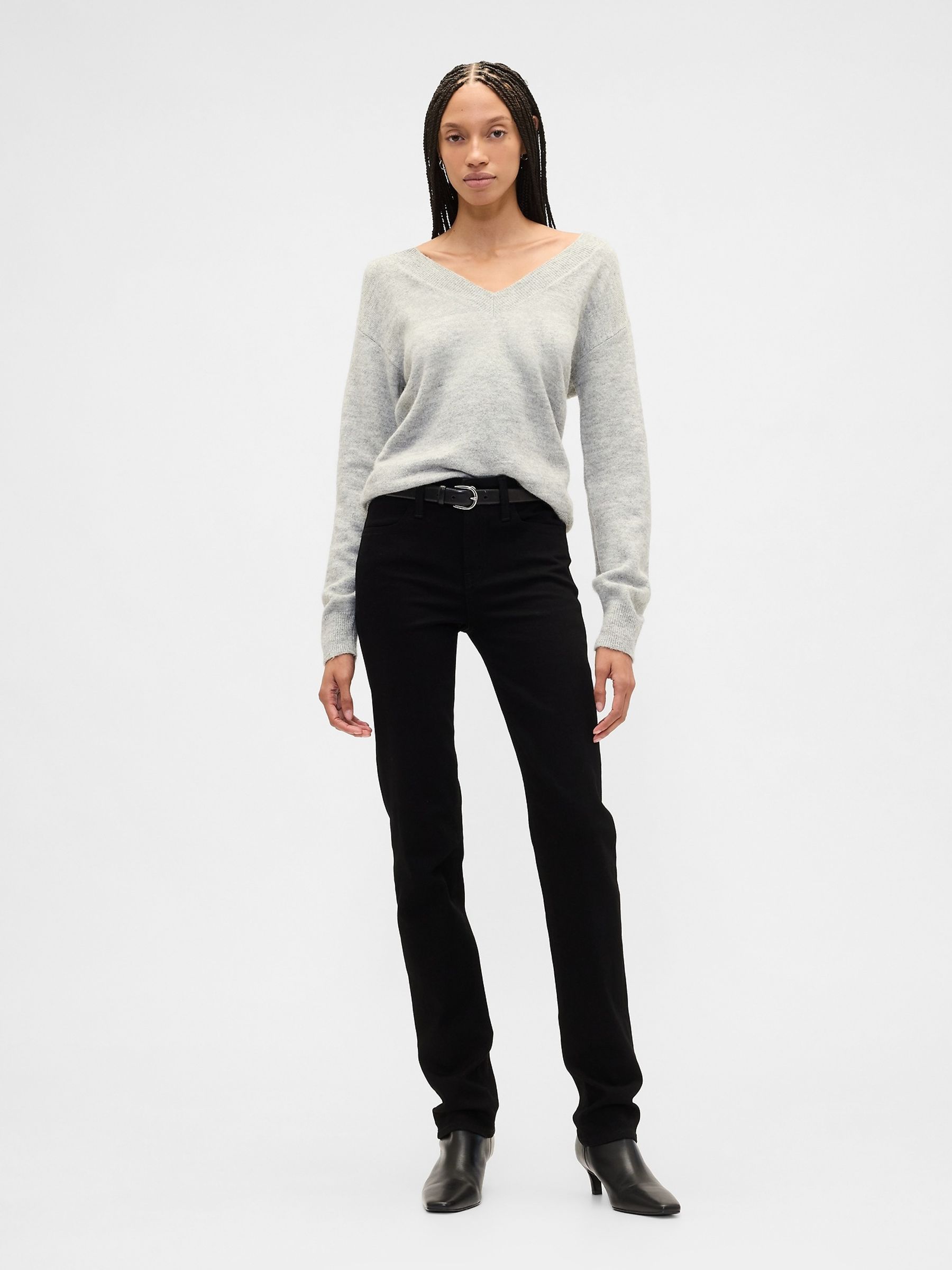 Black Mid Waisted Classic Straight Jeans - Image 3 of 6