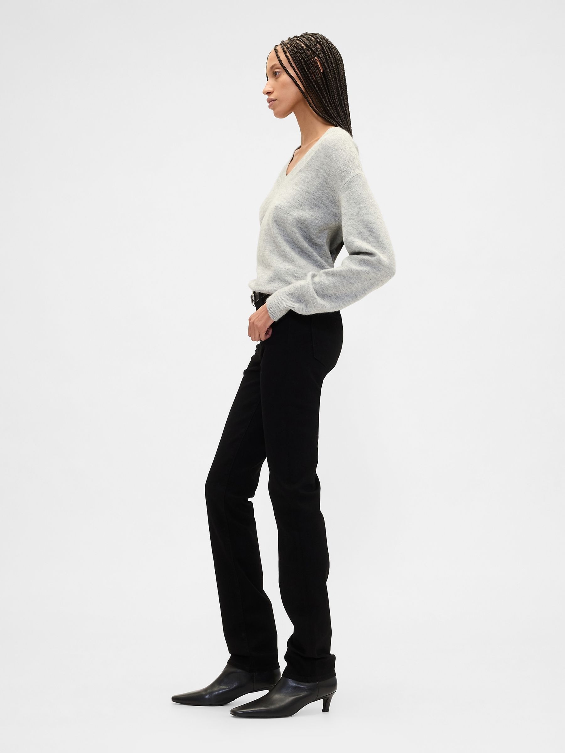 Black Mid Waisted Classic Straight Jeans - Image 4 of 6