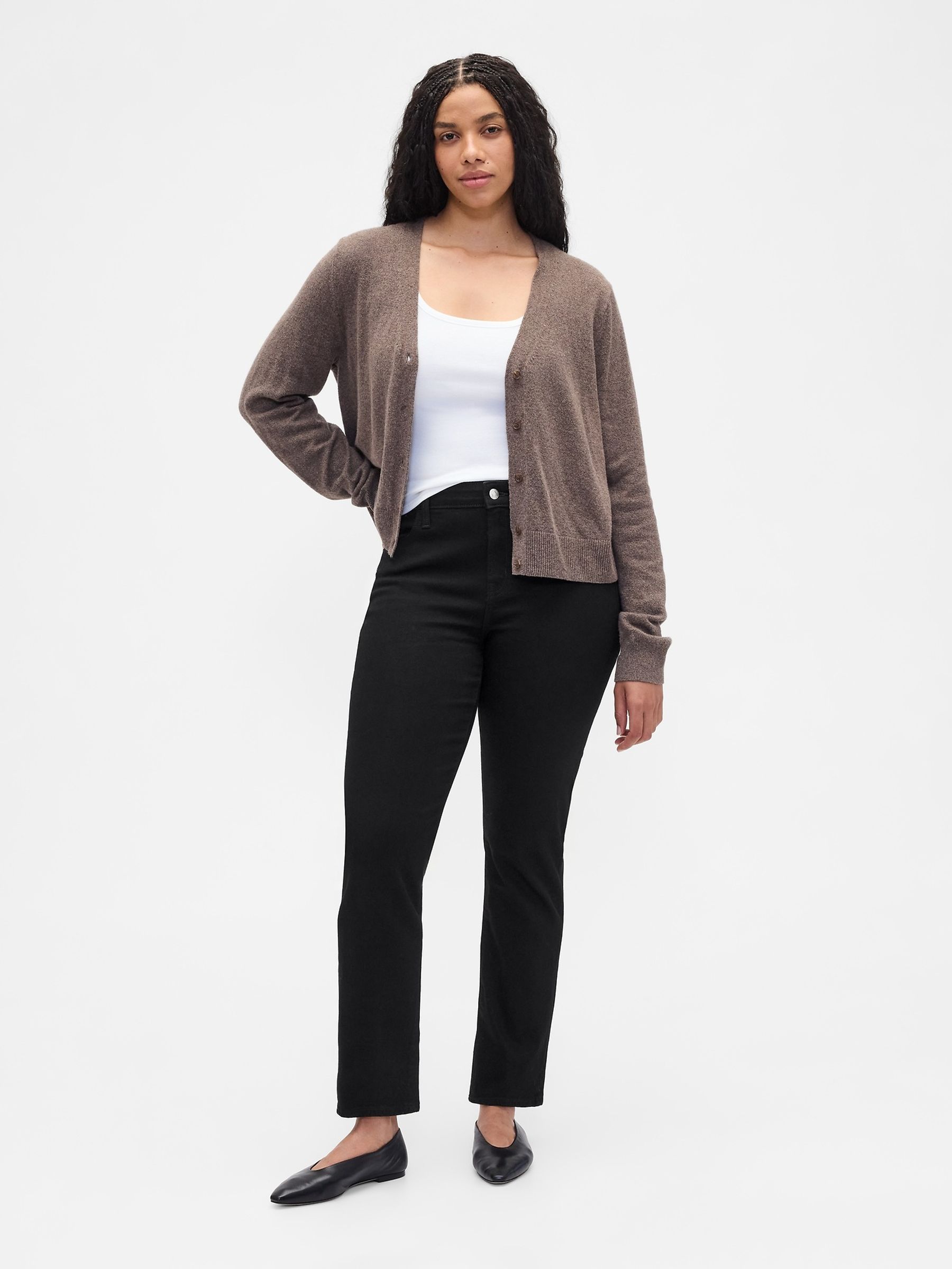 Black Mid Waisted Classic Straight Jeans - Image 5 of 6