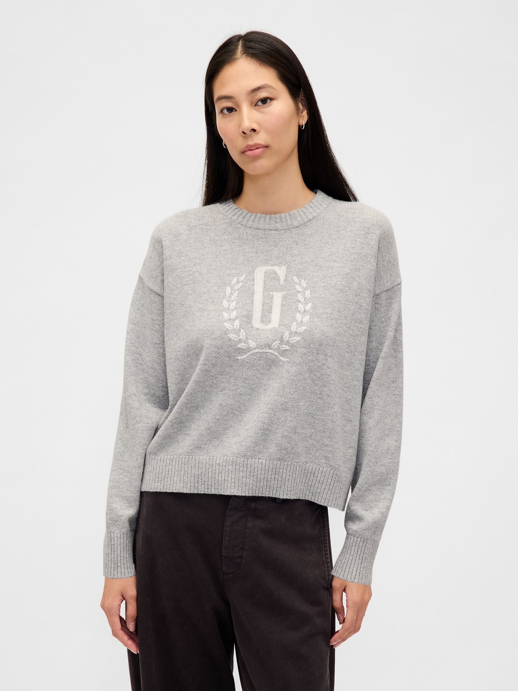 Grey Logo Intarsia Jumper - Image 1 of 6