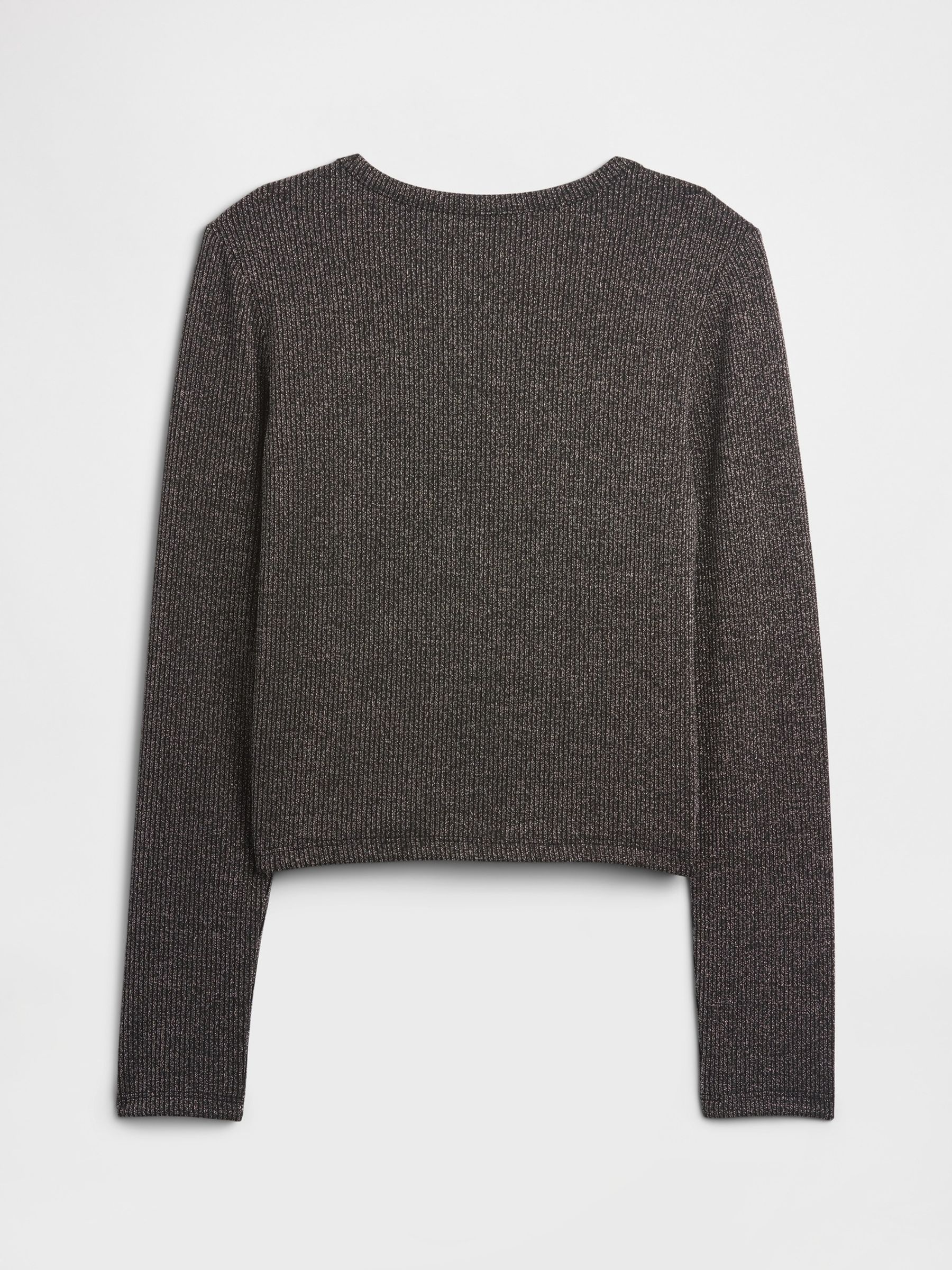 Dark Grey Ribbed Pointelle T-Shirt (4-13yrs) - Image 2 of 2