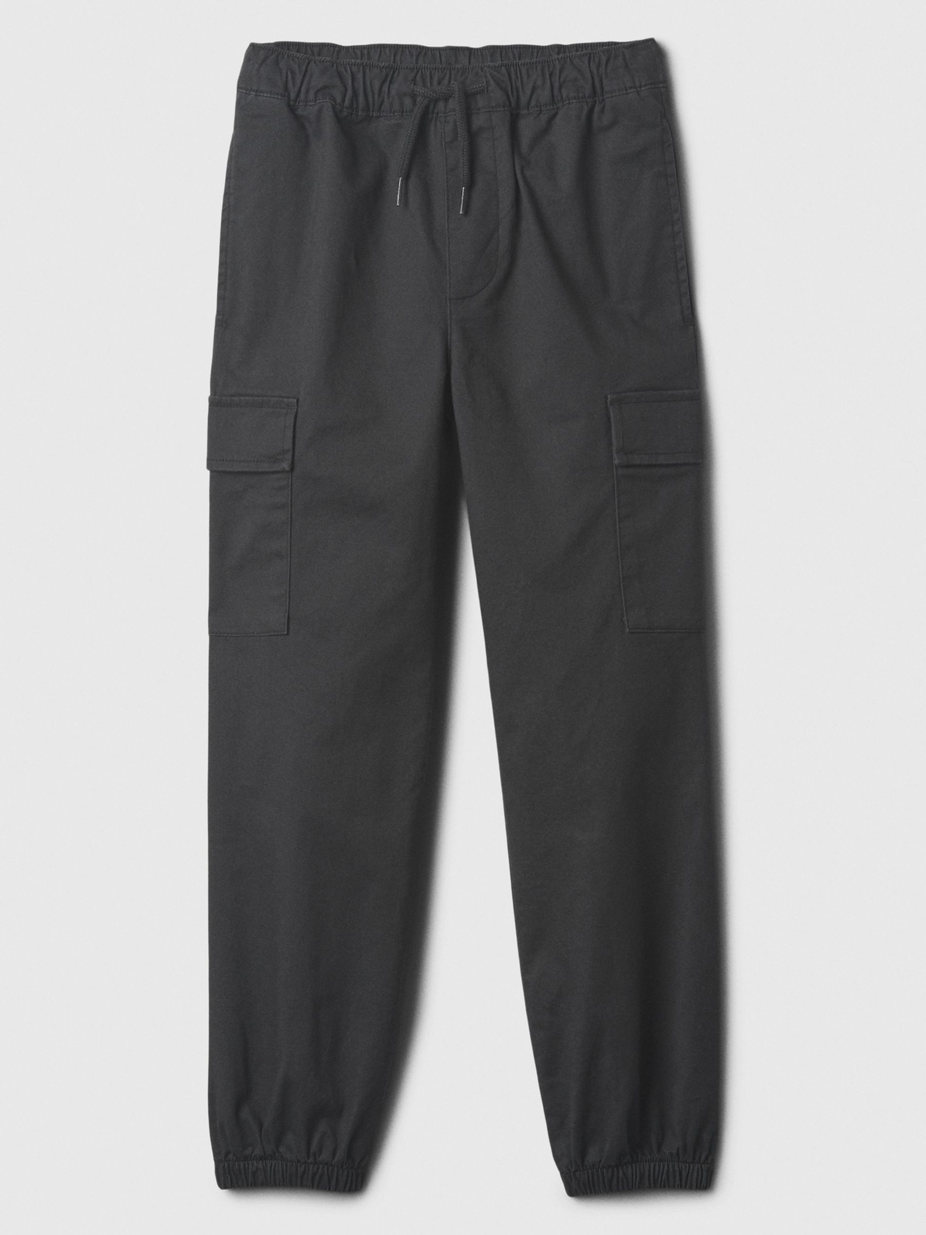 Black Twill Cargo Joggers - Image 1 of 3