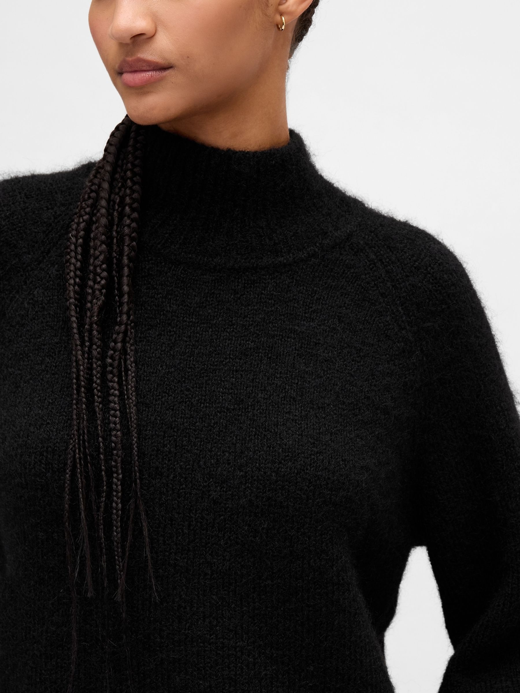 Black Oversized Fuzzy Turtle Neck Jumper - Image 4 of 4