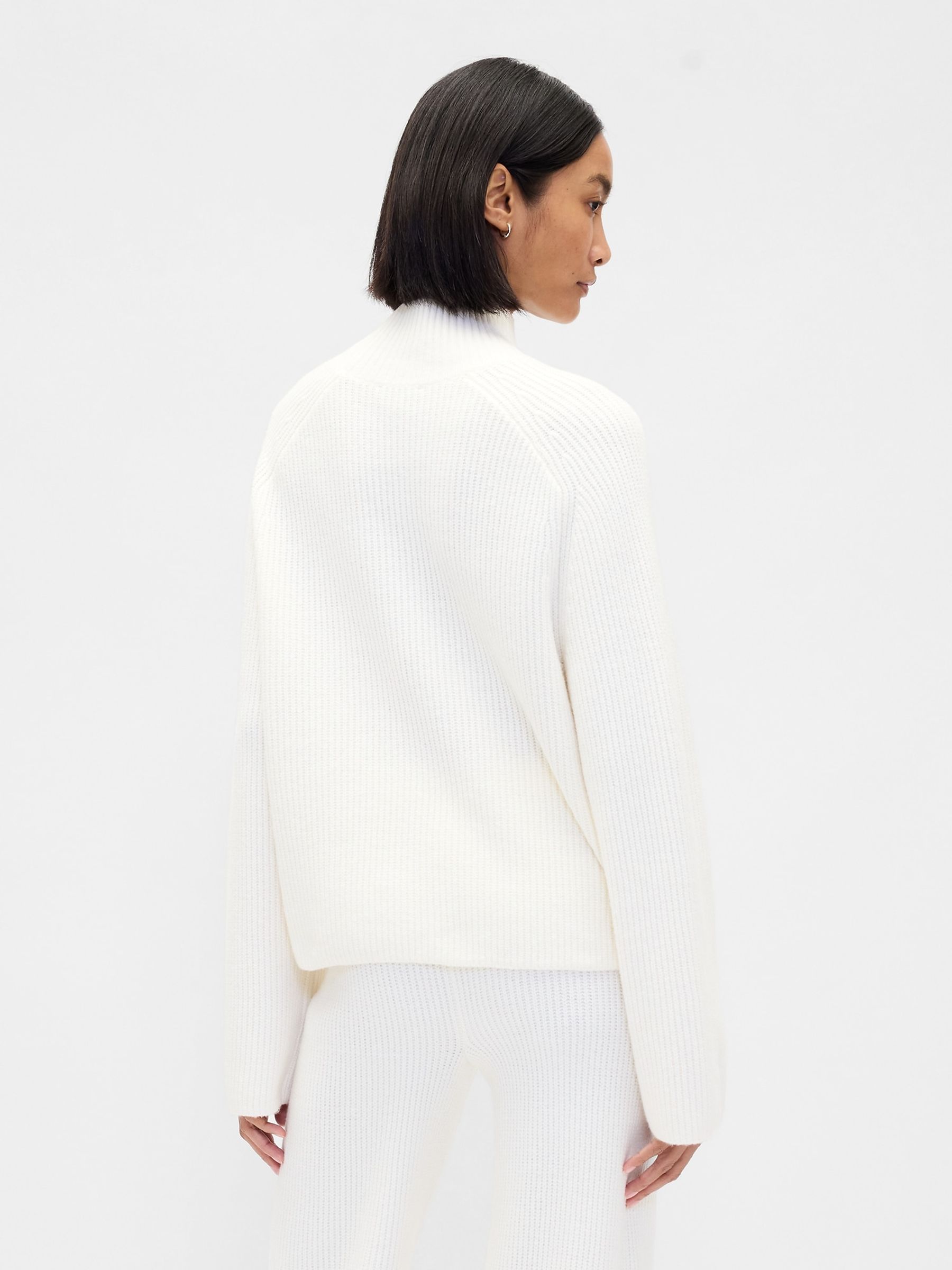 CashSoft White Shaker-Stitch Turtle Neck Jumper | Gap
