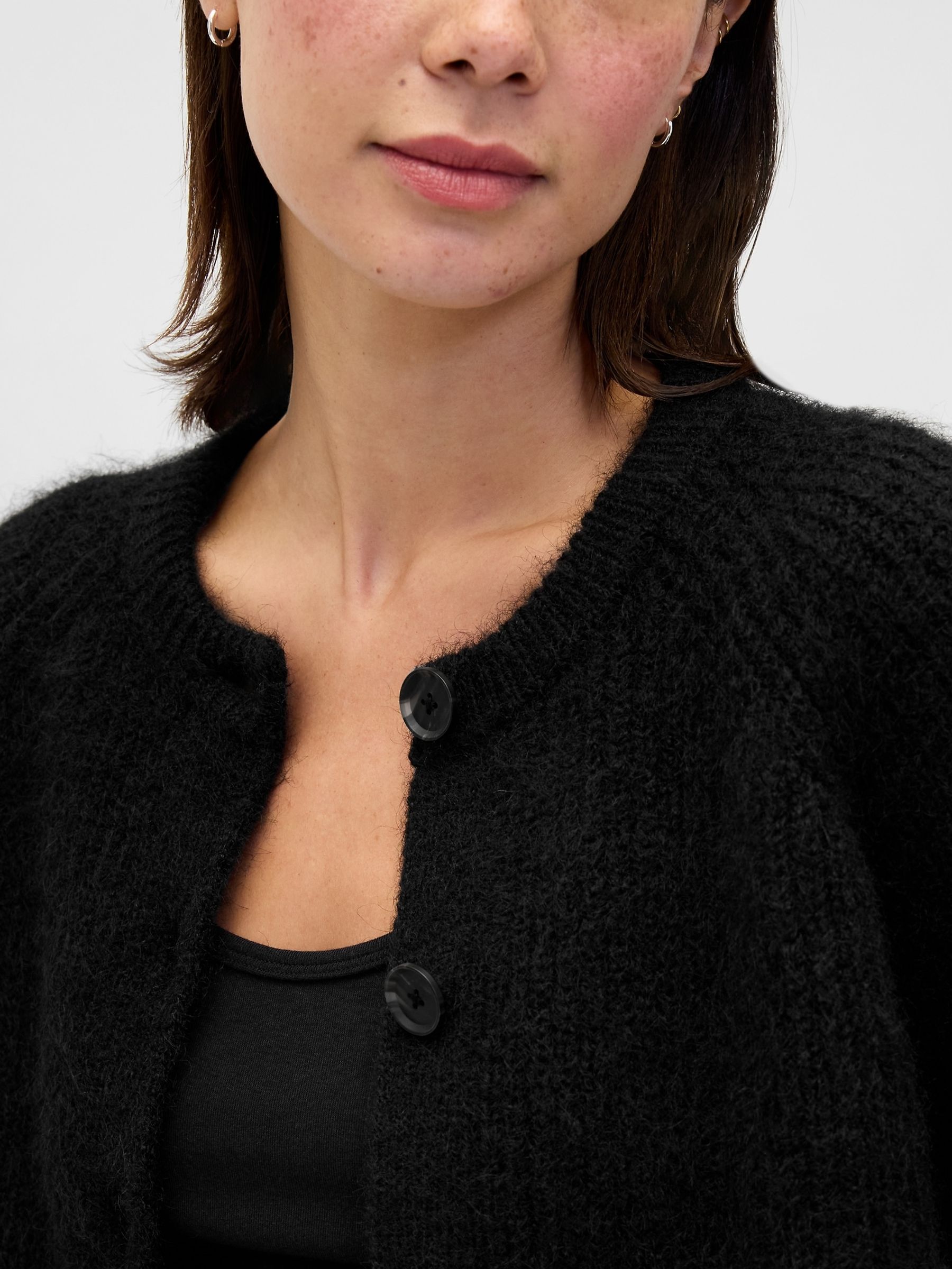 Black Fuzzy Shaker Stitch Cardigan - Image 4 of 4
