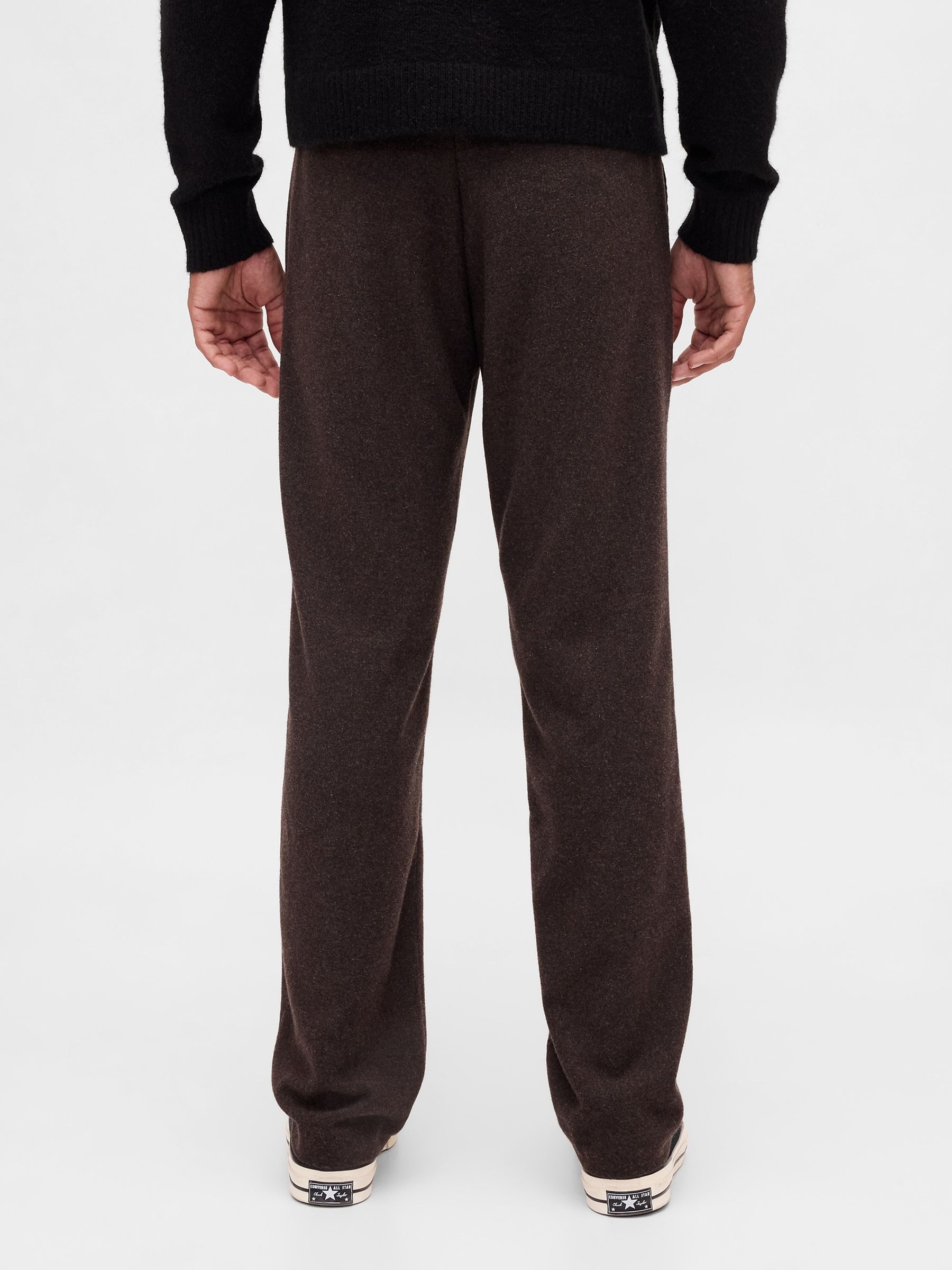 Brown Wool-Blend Relaxed Straight Trousers - Image 2 of 5 Brown Wool-Blend Relaxed Straight Trousers - Image 2 of 5
