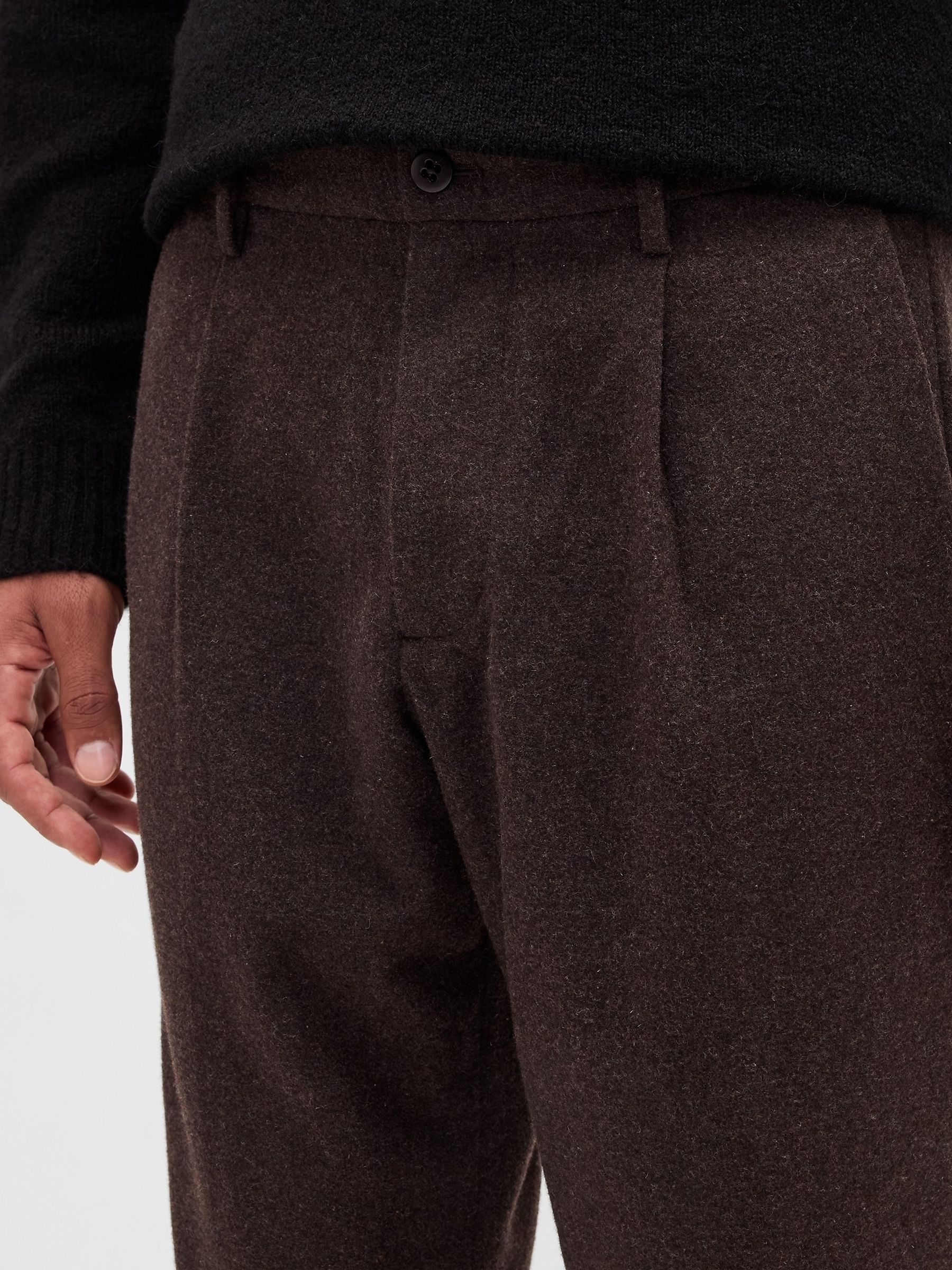 Brown Wool-Blend Relaxed Straight Trousers - Image 5 of 5 Brown Wool-Blend Relaxed Straight Trousers - Image 5 of 5