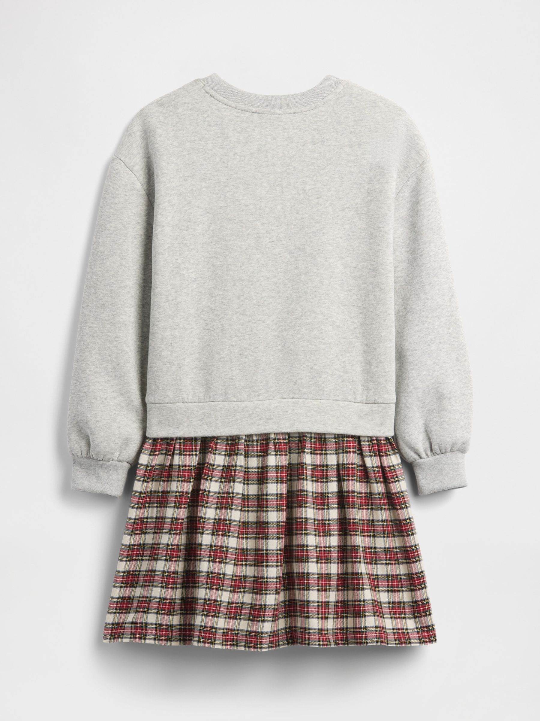 Grey/Red Check Oversized Sweatshirt Dress - Image 2 of 3