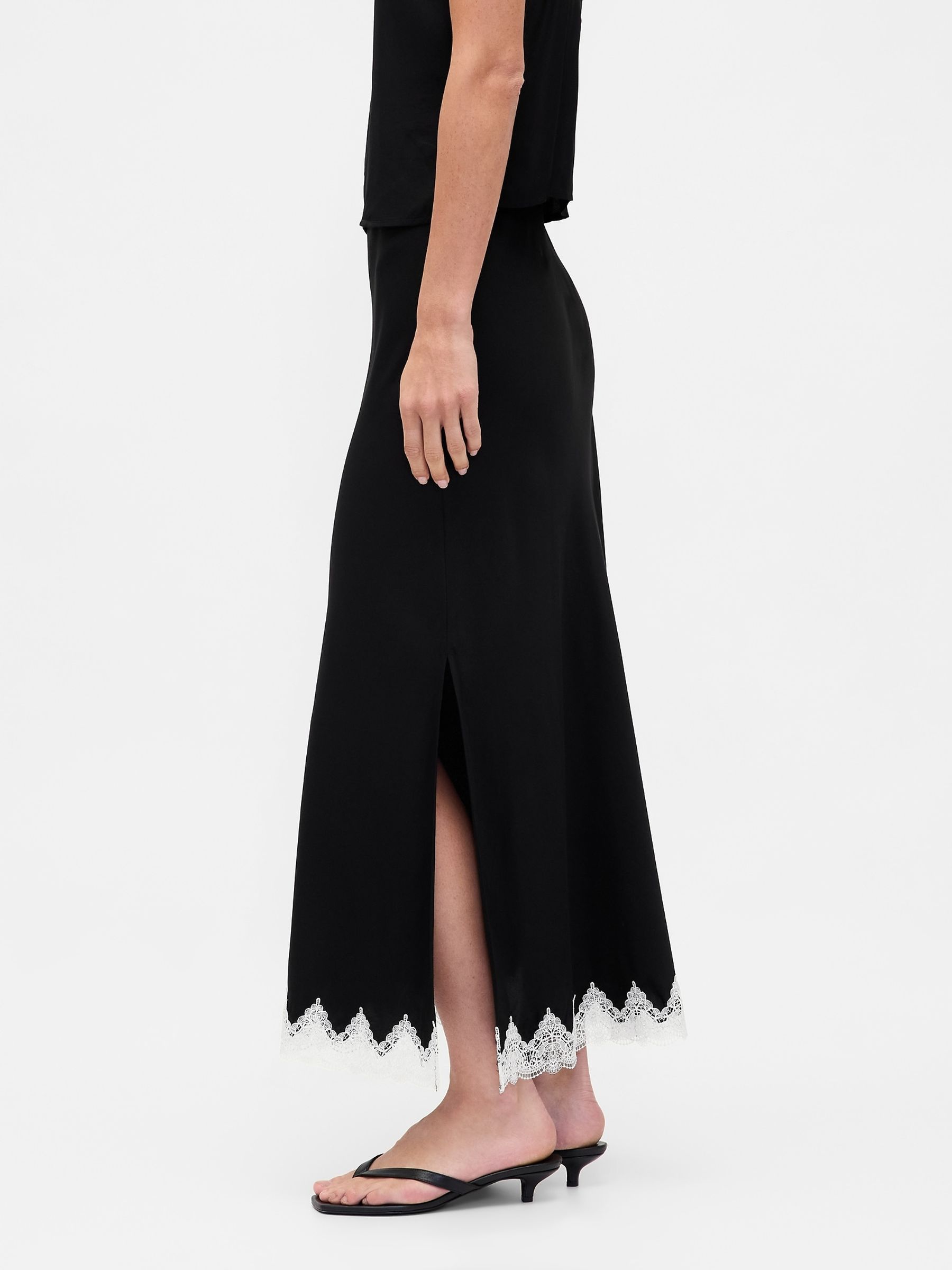 Black Lace-Trim Maxi Skirt - Image 3 of 3