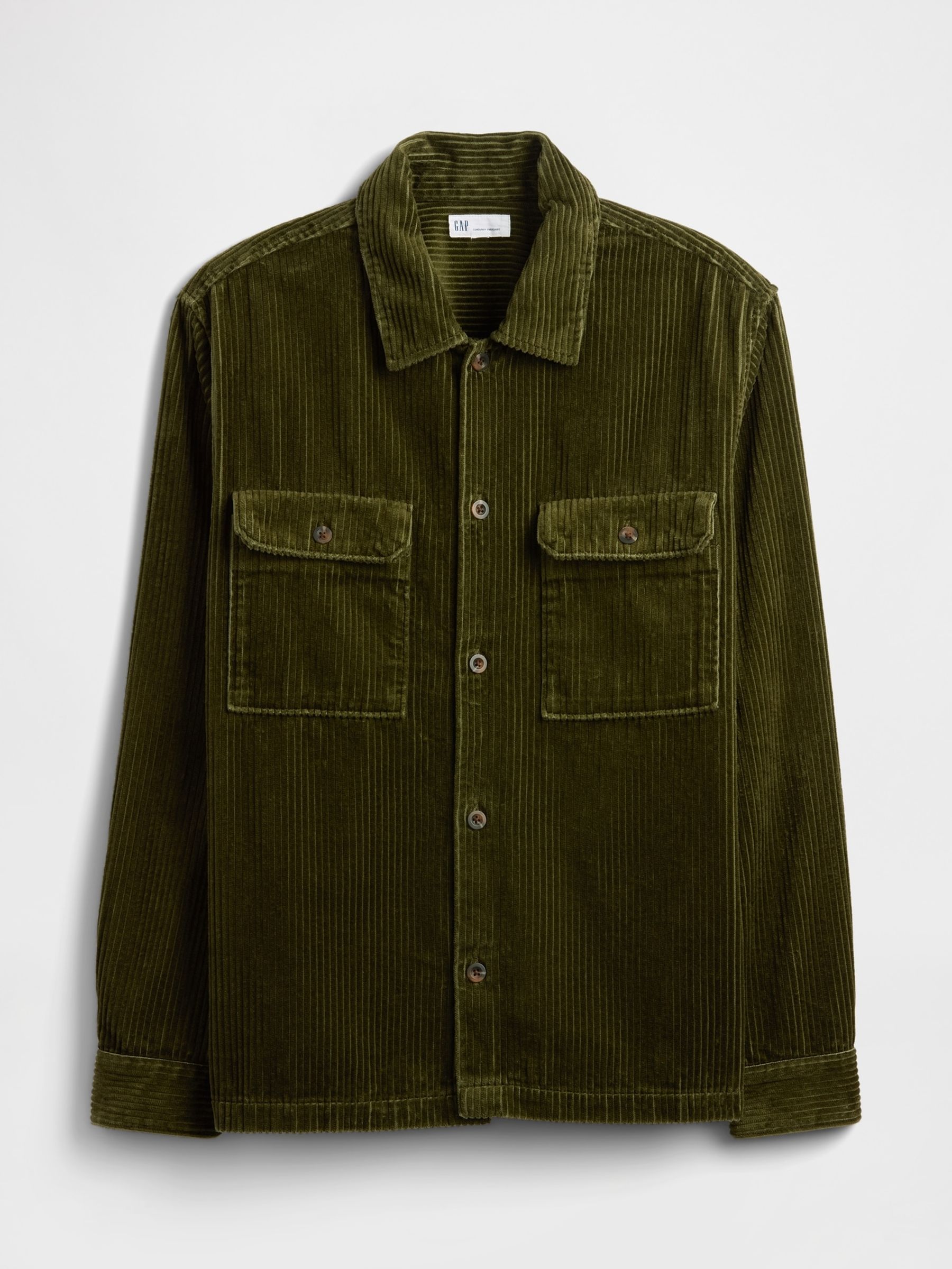 Green Relaxed Corduroy Overshirt - Image 2 of 2 Green Relaxed Corduroy Overshirt - Image 2 of 2