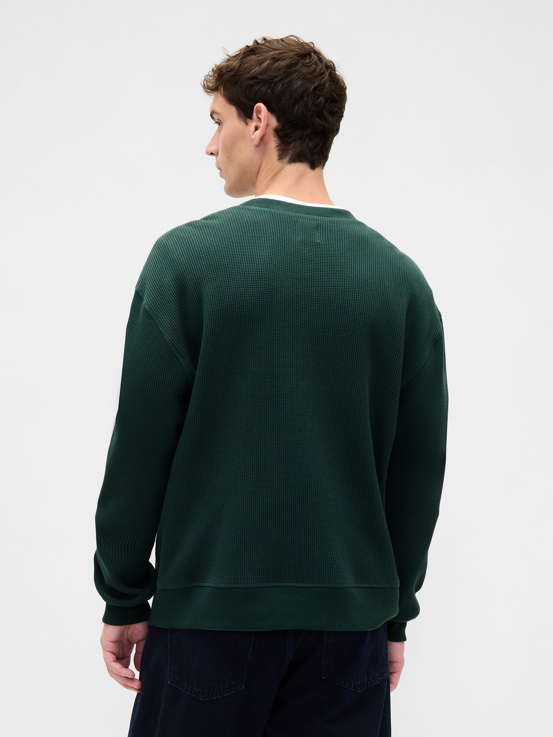 Green Heavyweight Thermal Oversized T-Shirt - Image 2 of 4 Green Heavyweight Thermal Oversized T-Shirt - Image 2 of 4
