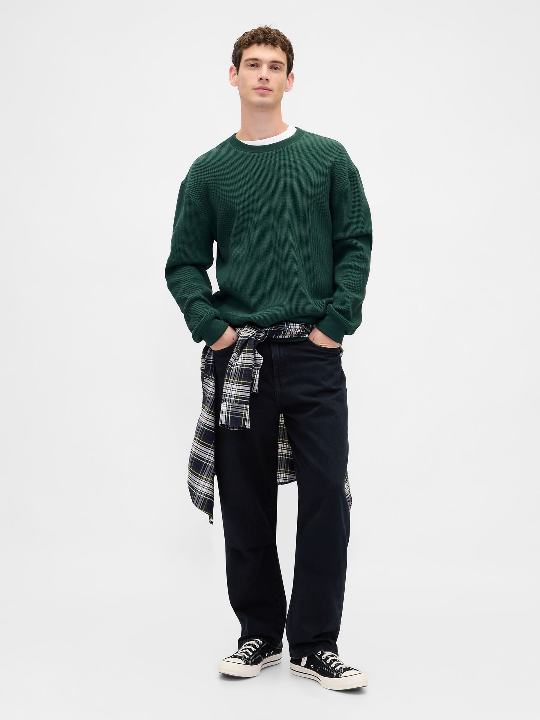 Green Heavyweight Thermal Oversized T-Shirt - Image 3 of 4