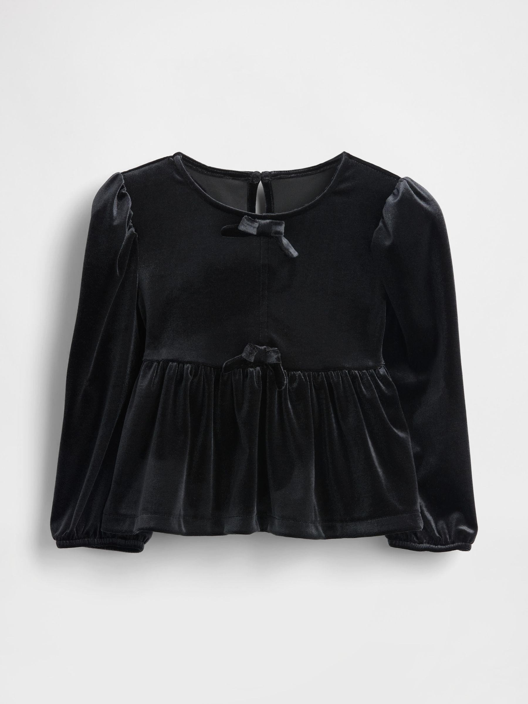 Black Velour Bow Top (6mths-5yrs) - Image 2 of 5