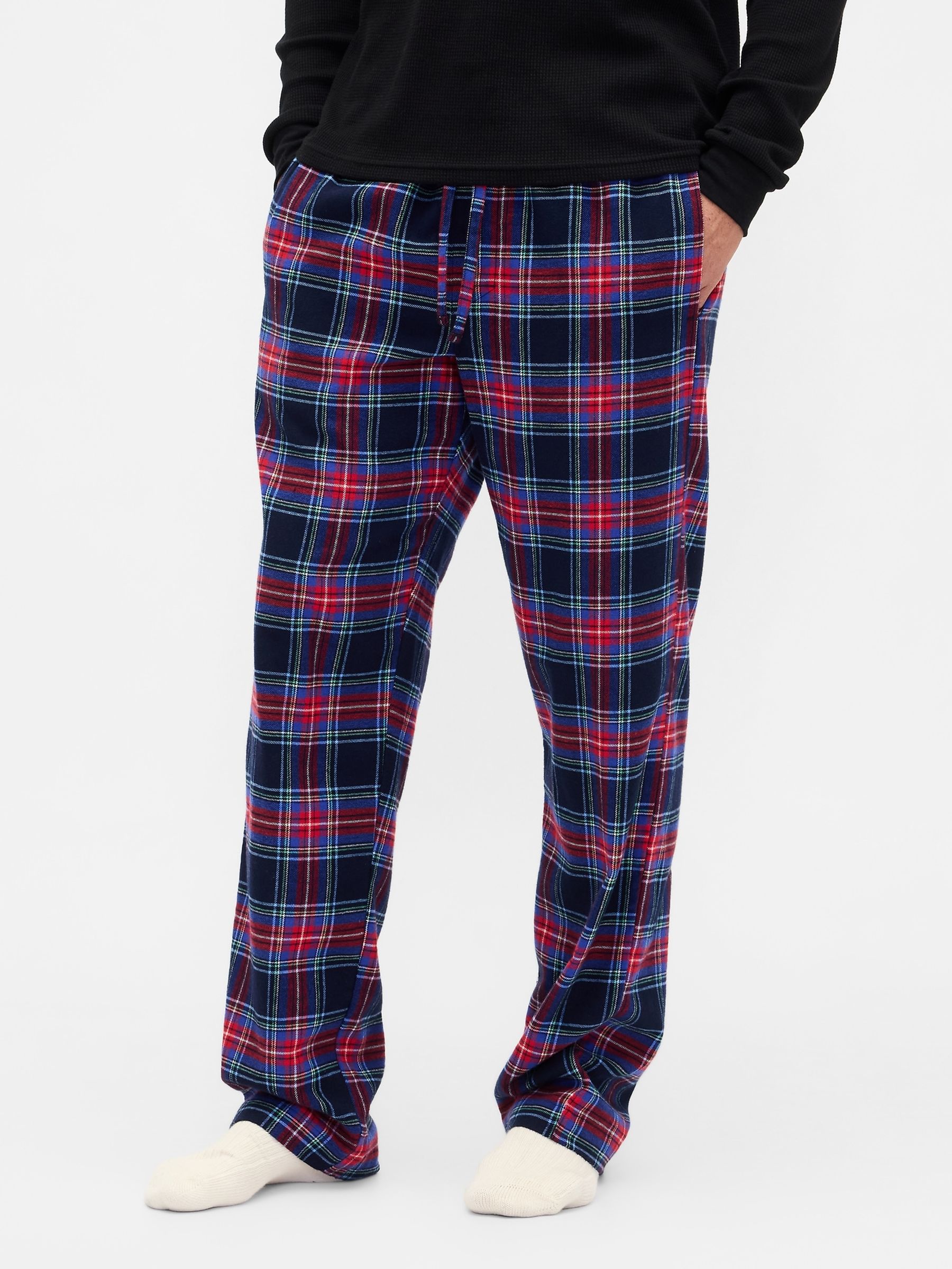 Navy Blue Check Christmas Pyjama Bottoms - Image 3 of 4