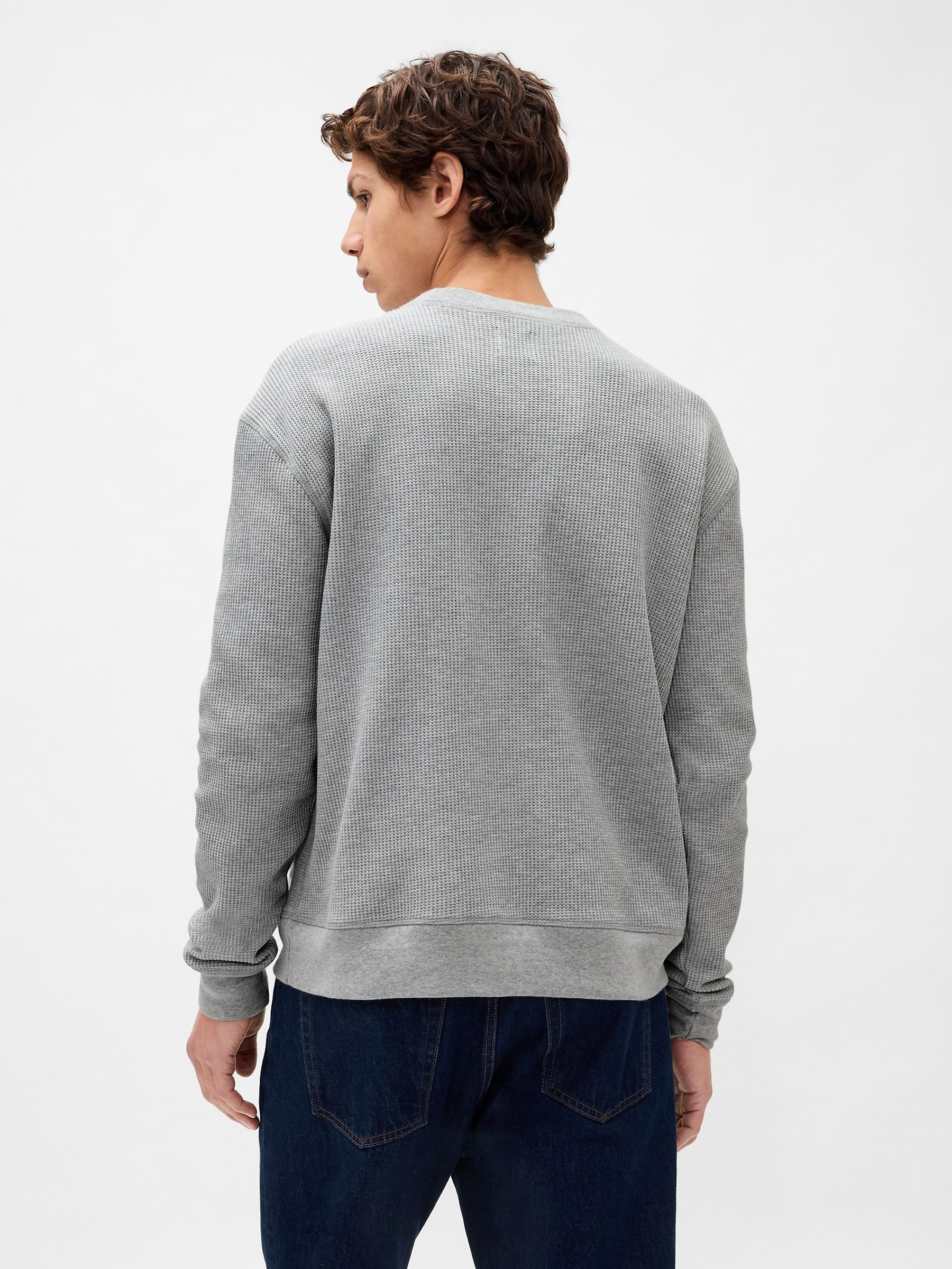 Grey Heavyweight Thermal Oversized T-Shirt - Image 2 of 4 Grey Heavyweight Thermal Oversized T-Shirt - Image 2 of 4