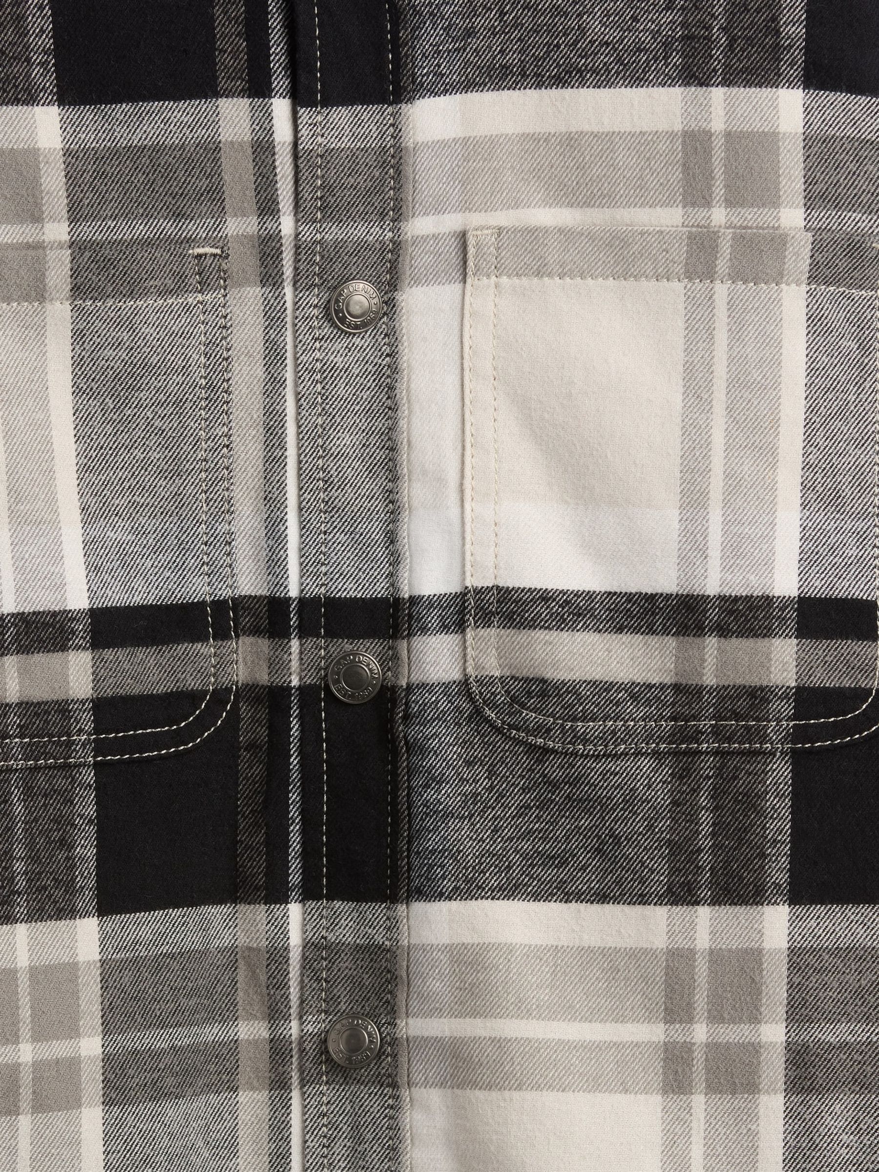 White Sherpa-Lined Hooded Flannel Shirt Jacket (4-13yrs) - Image 6 of 6