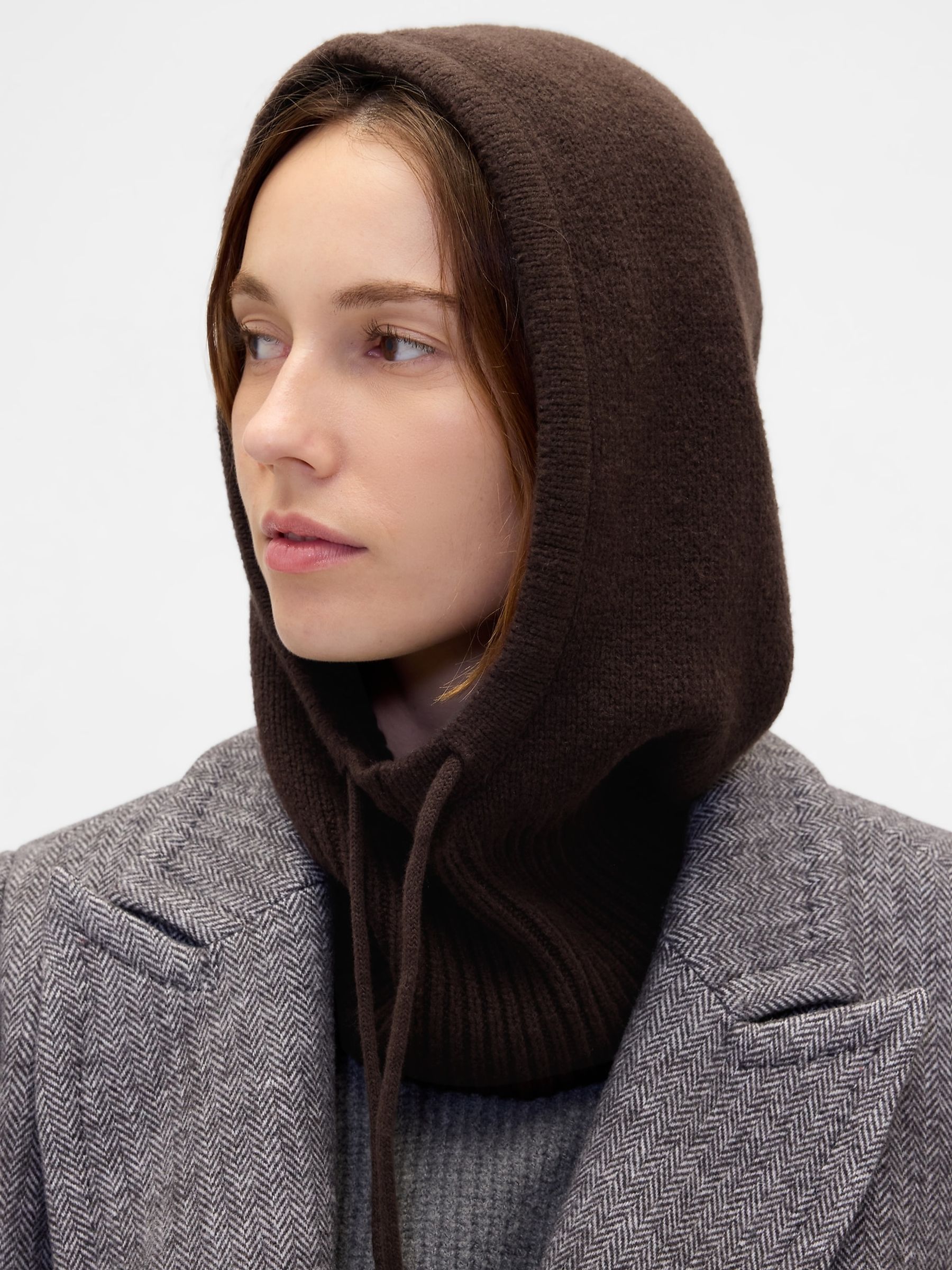 Brown CashSoft Drawcord Knitted Snood Hat | Gap