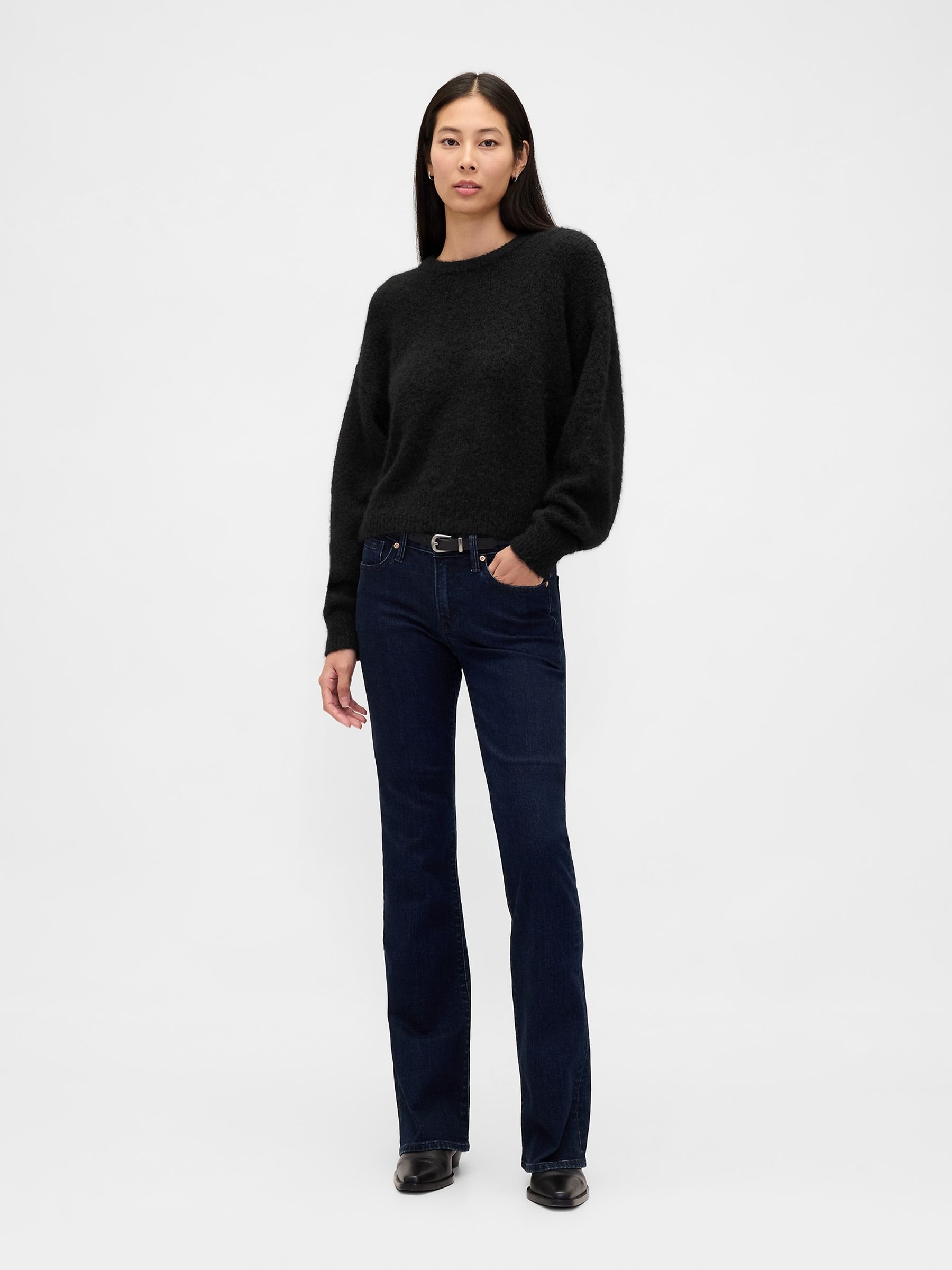 Black Oversized Fuzzy Crew Neck Jumper - Image 3 of 4