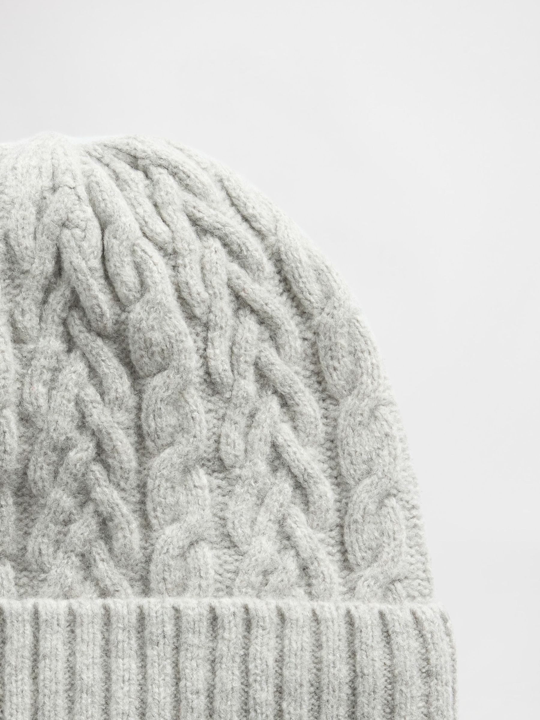 Grey CashSoft Cable-Knit Beanie - Image 2 of 2