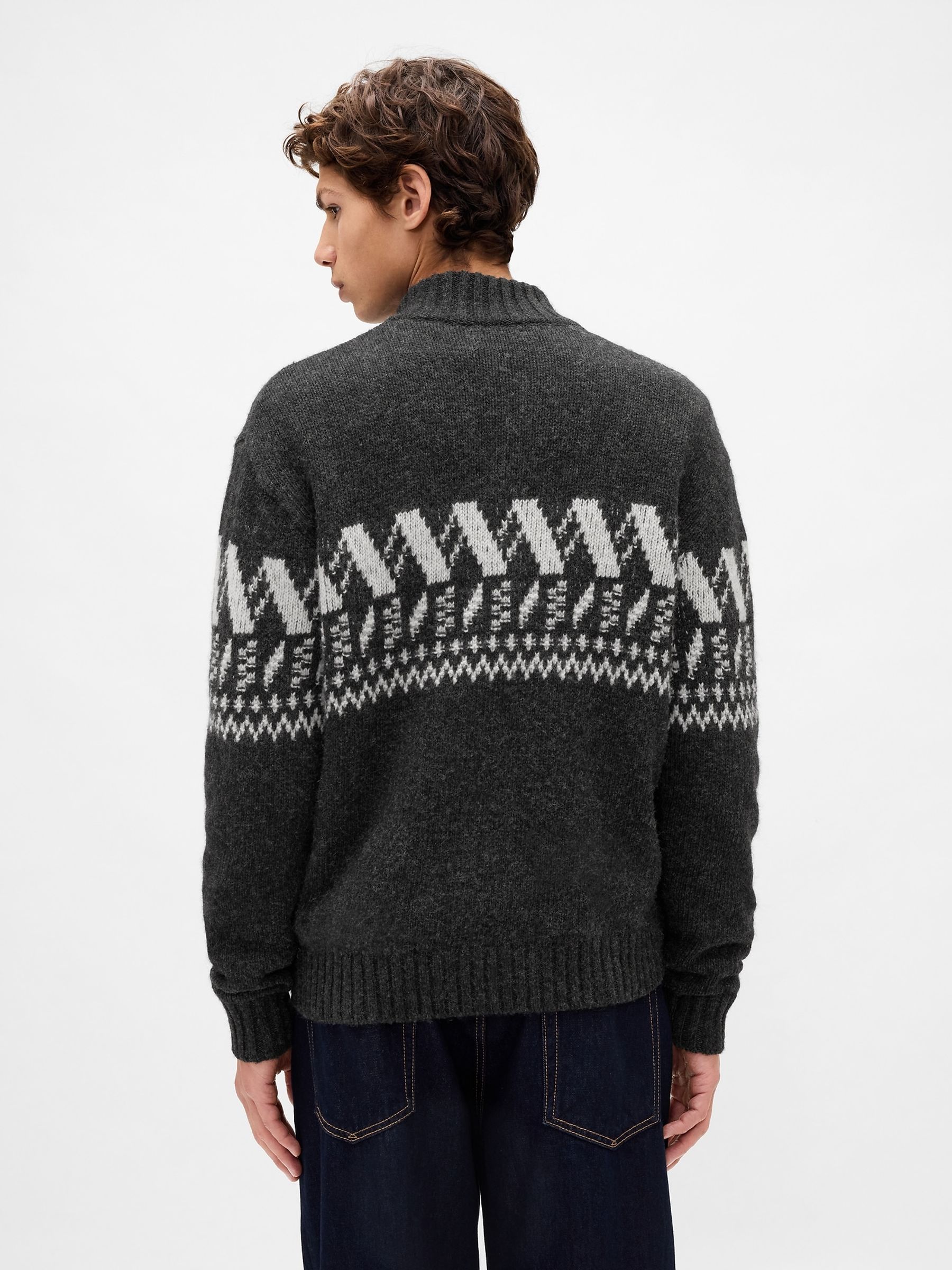 Grey Wool-Blend Zip Cardigan Jumper - Image 2 of 4 Grey Wool-Blend Zip Cardigan Jumper - Image 2 of 4