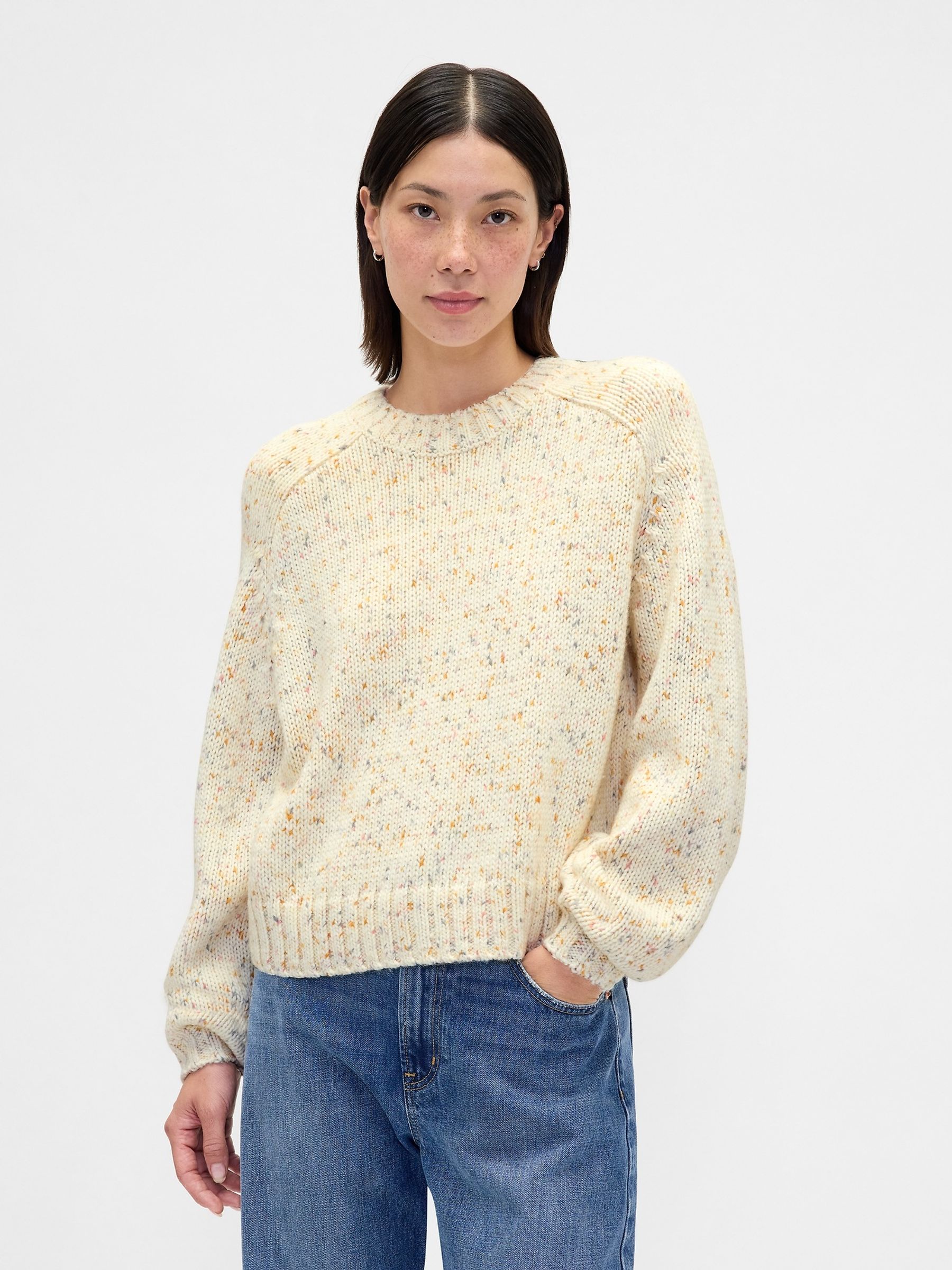 Yellow Relaxed Saddle-Sleeve Crew Neck Jumper - Image 1 of 4 Yellow Relaxed Saddle-Sleeve Crew Neck Jumper - Image 1 of 4