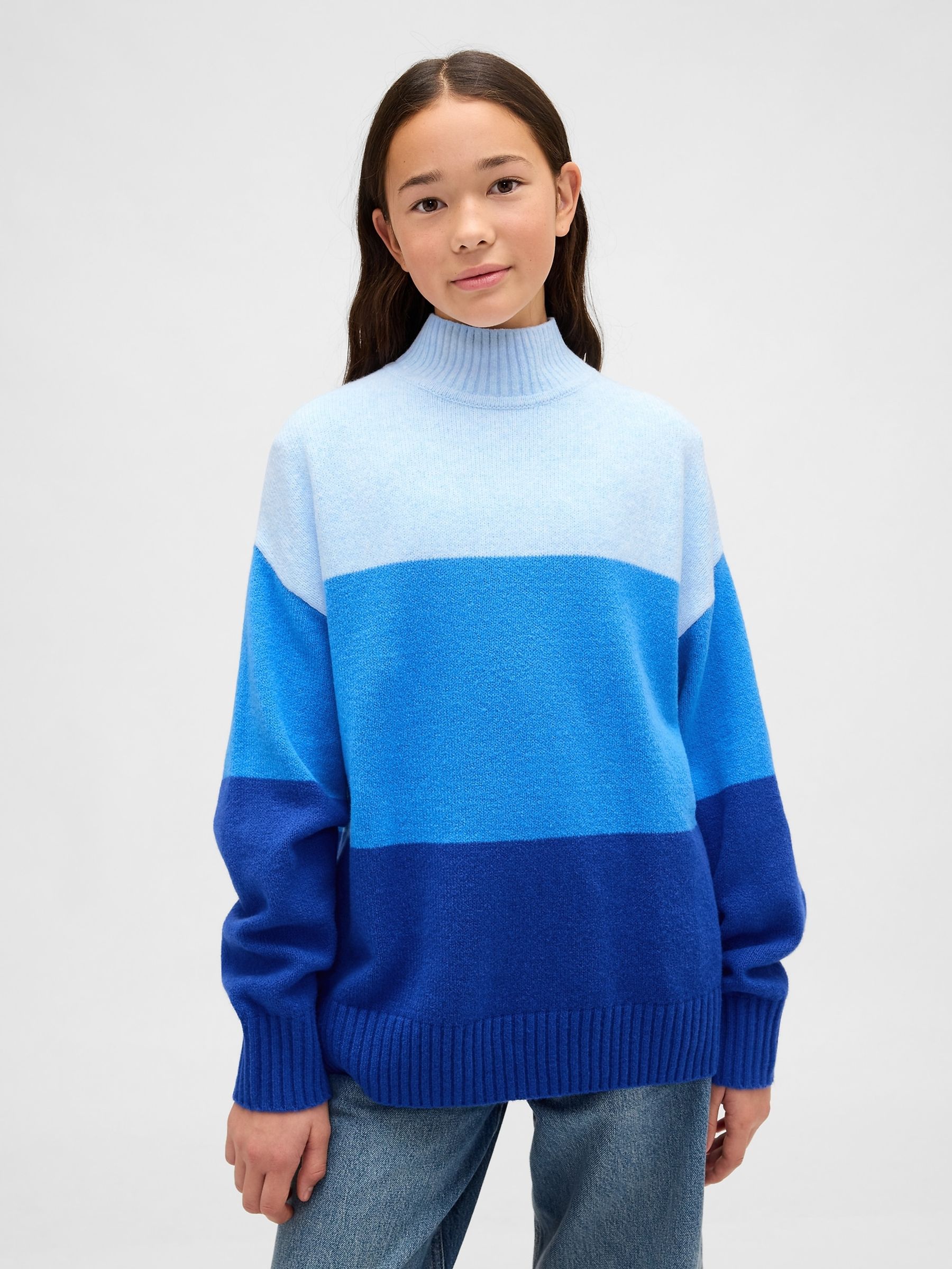 Blue CashSoft Stripe Longline Jumper - Image 1 of 3
