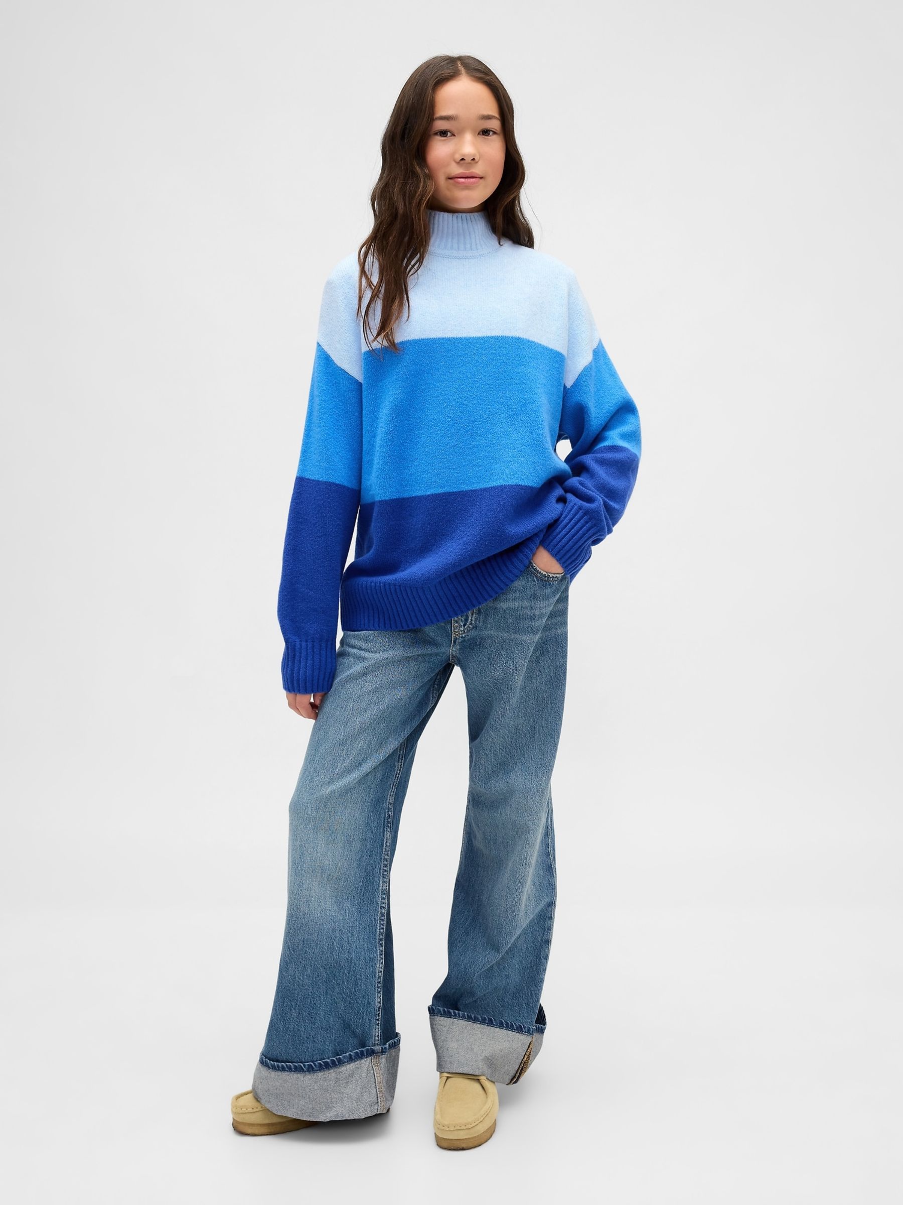 Blue CashSoft Stripe Longline Jumper - Image 2 of 3