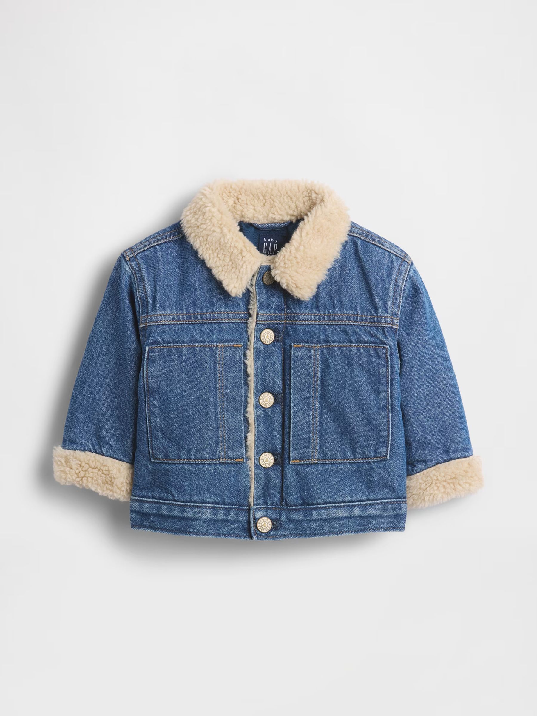 Blue UltraSoft Denim and Sherpa Bear Jacket (Newborn-24mths) - Image 1 of 2
