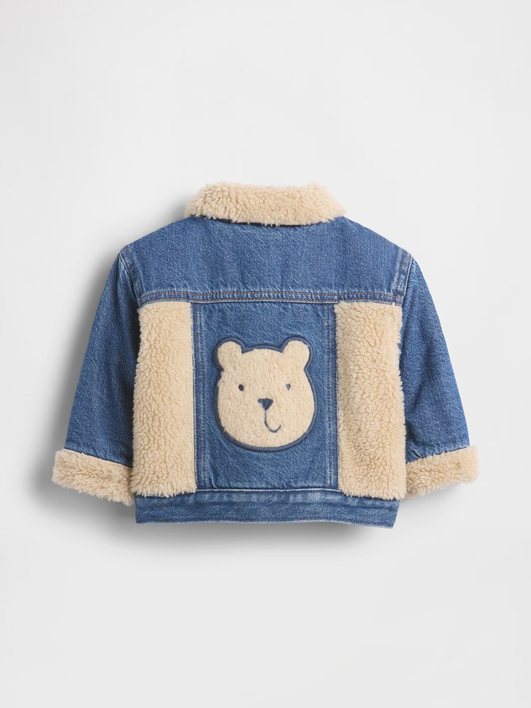 Blue UltraSoft Denim and Sherpa Bear Jacket (Newborn-24mths) - Image 2 of 2 Blue UltraSoft Denim and Sherpa Bear Jacket (Newborn-24mths) - Image 2 of 2